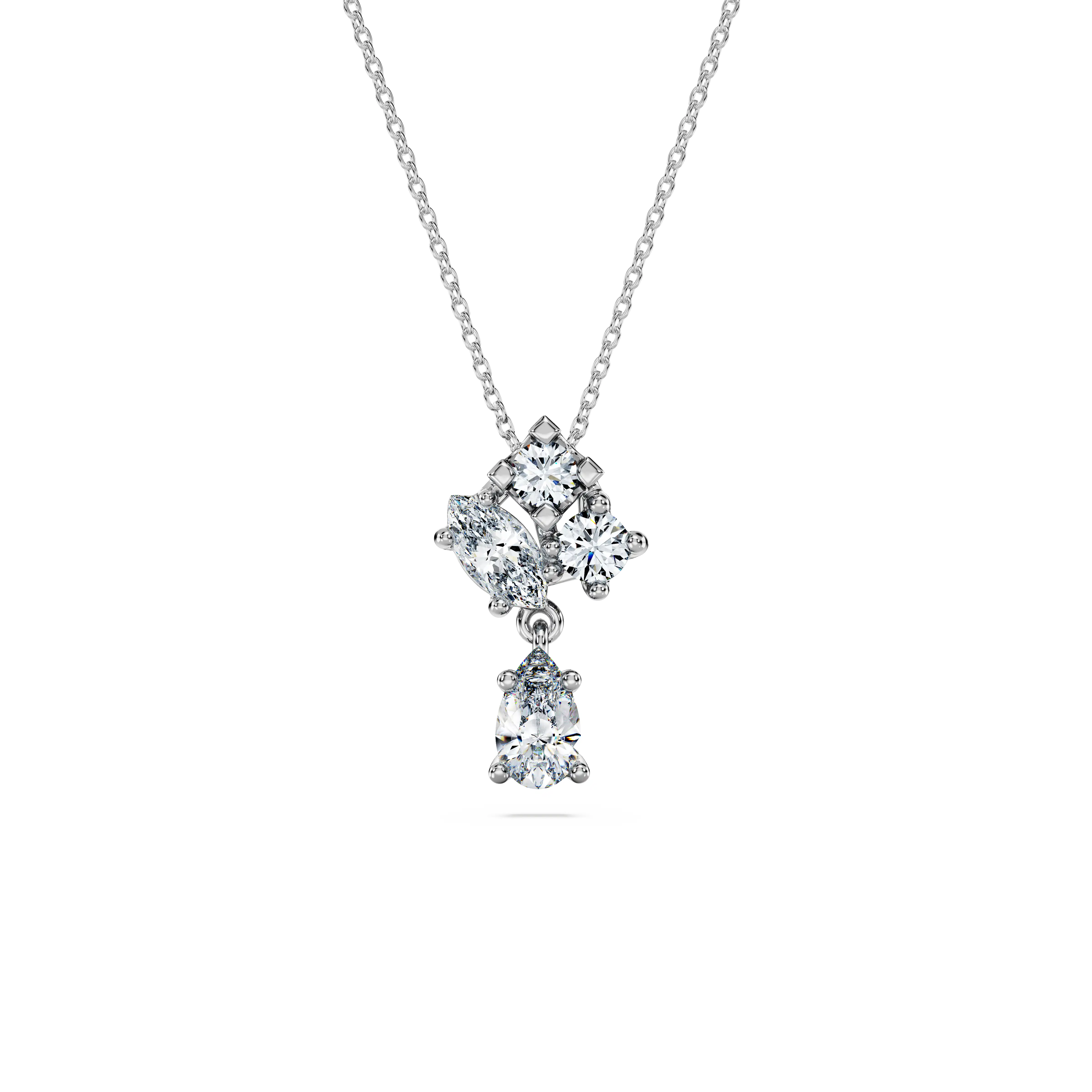 Galaxy pendant Lab-grown diamonds 1 ct tw/Round shape/14K white gold