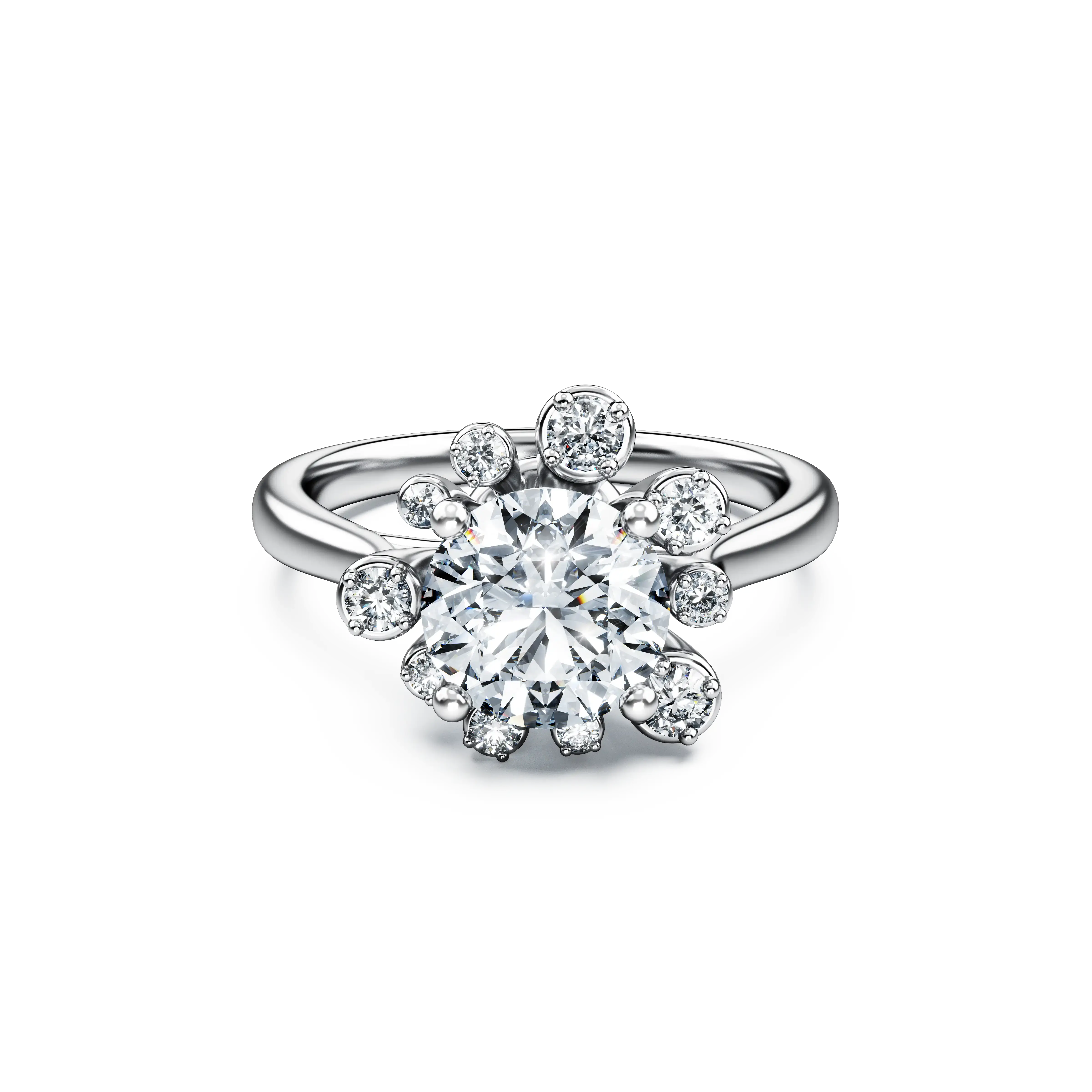 Galaxy ring Lab-grown diamonds 2 ct tw/Round shape/14K white gold