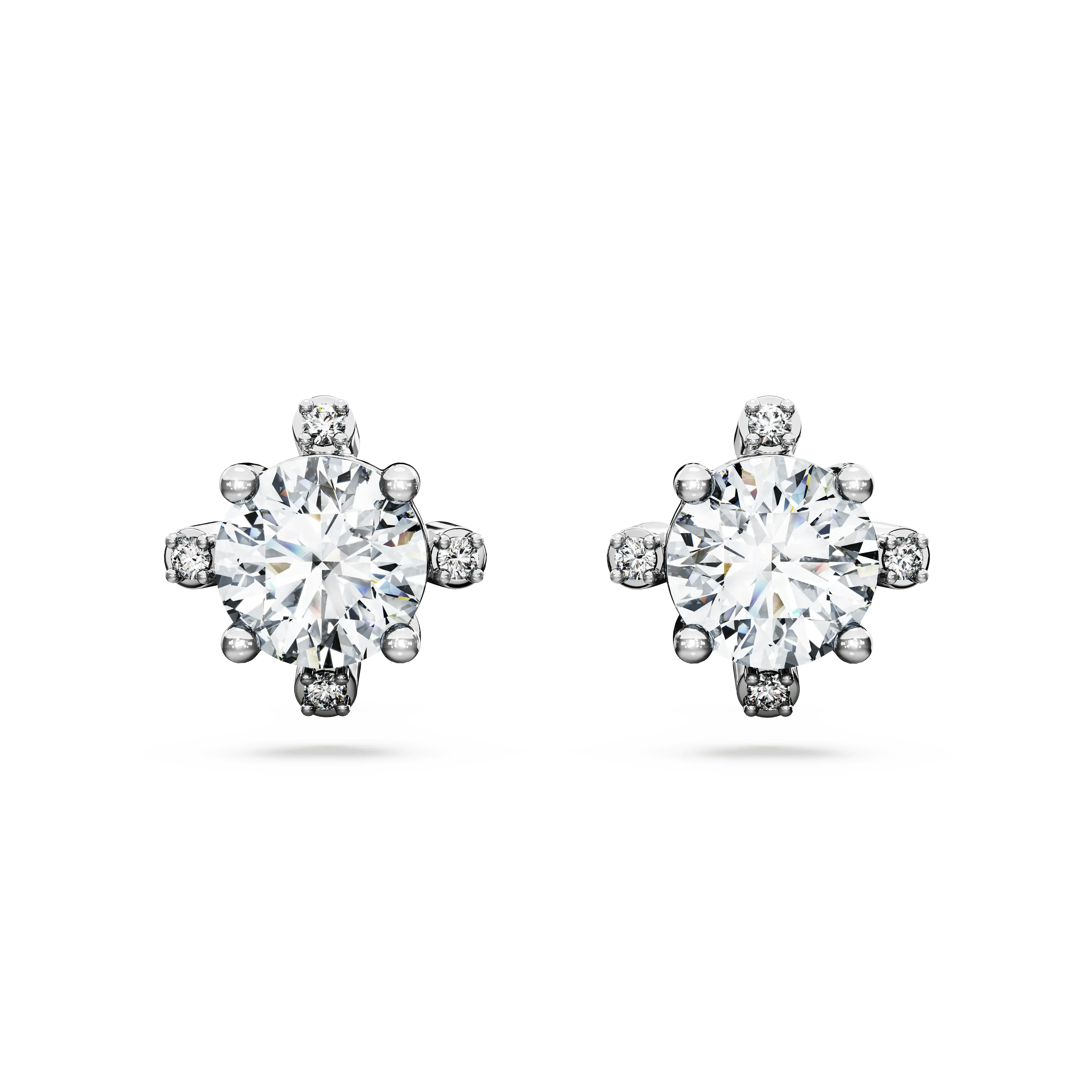 Galaxy stud earrings Lab-grown diamonds 2.1 ct tw/Round shape/14K white gold