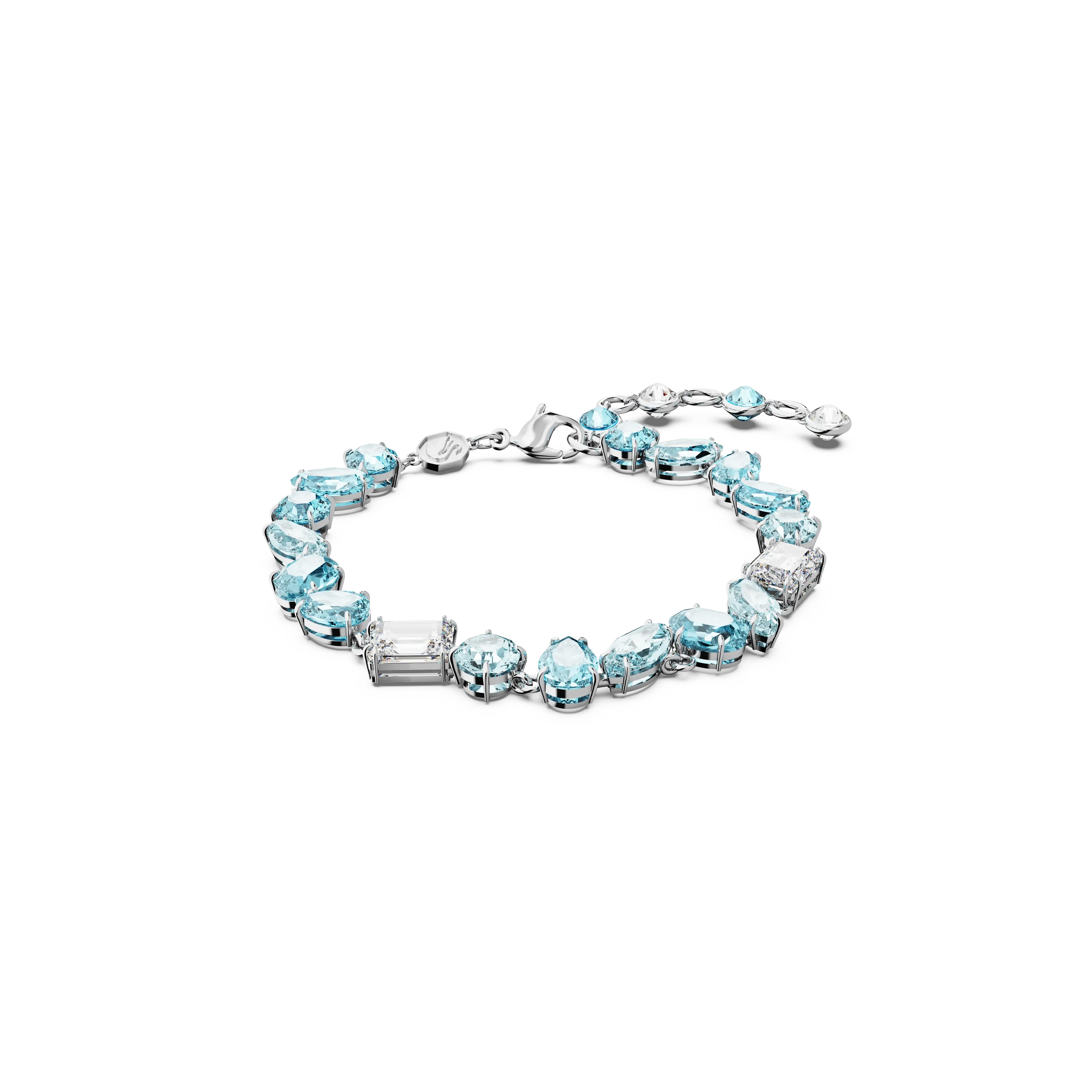 Gema bracelet Mixed cuts/Blue/Rhodium plated