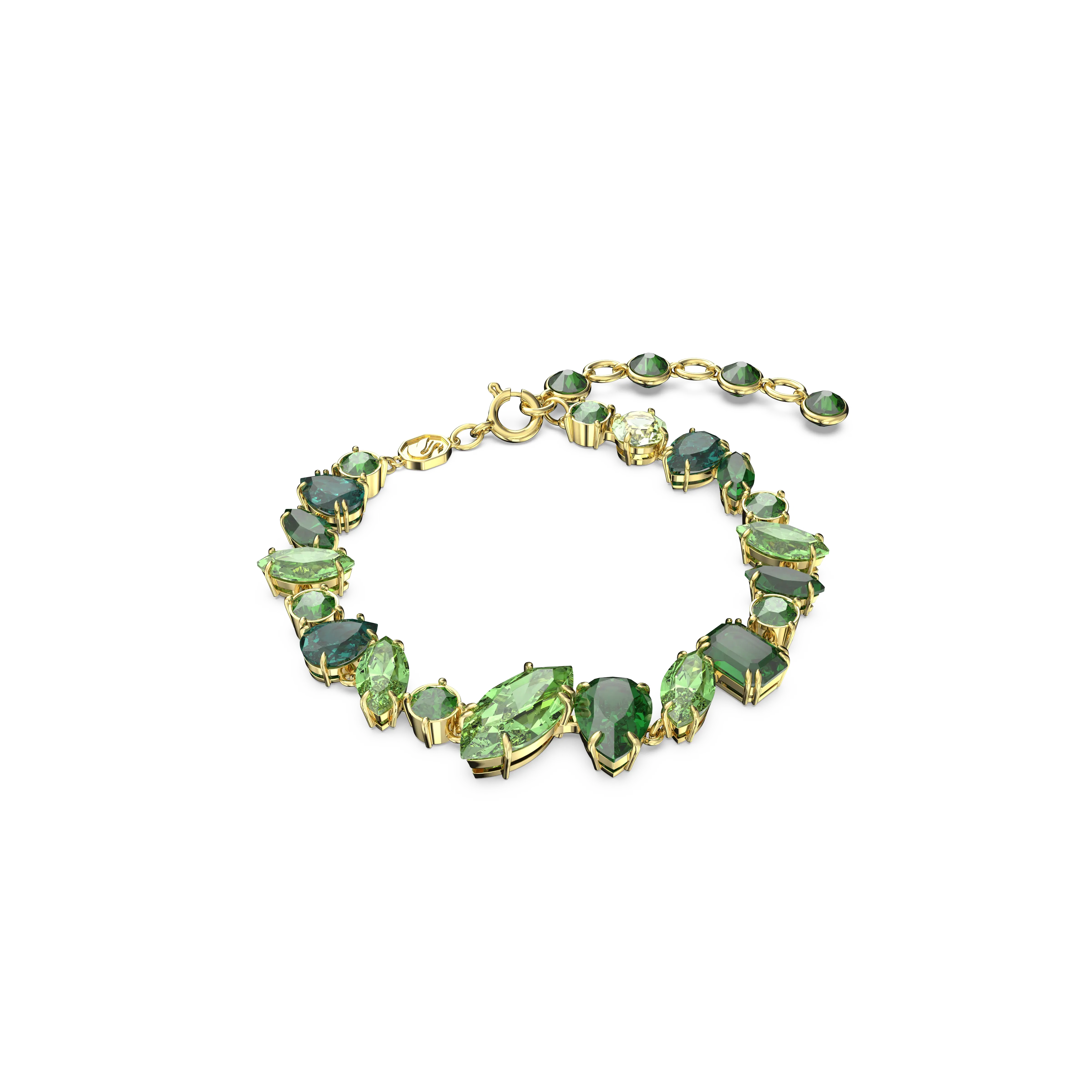 Gema bracelet Mixed cuts/Green/Gold-tone plated