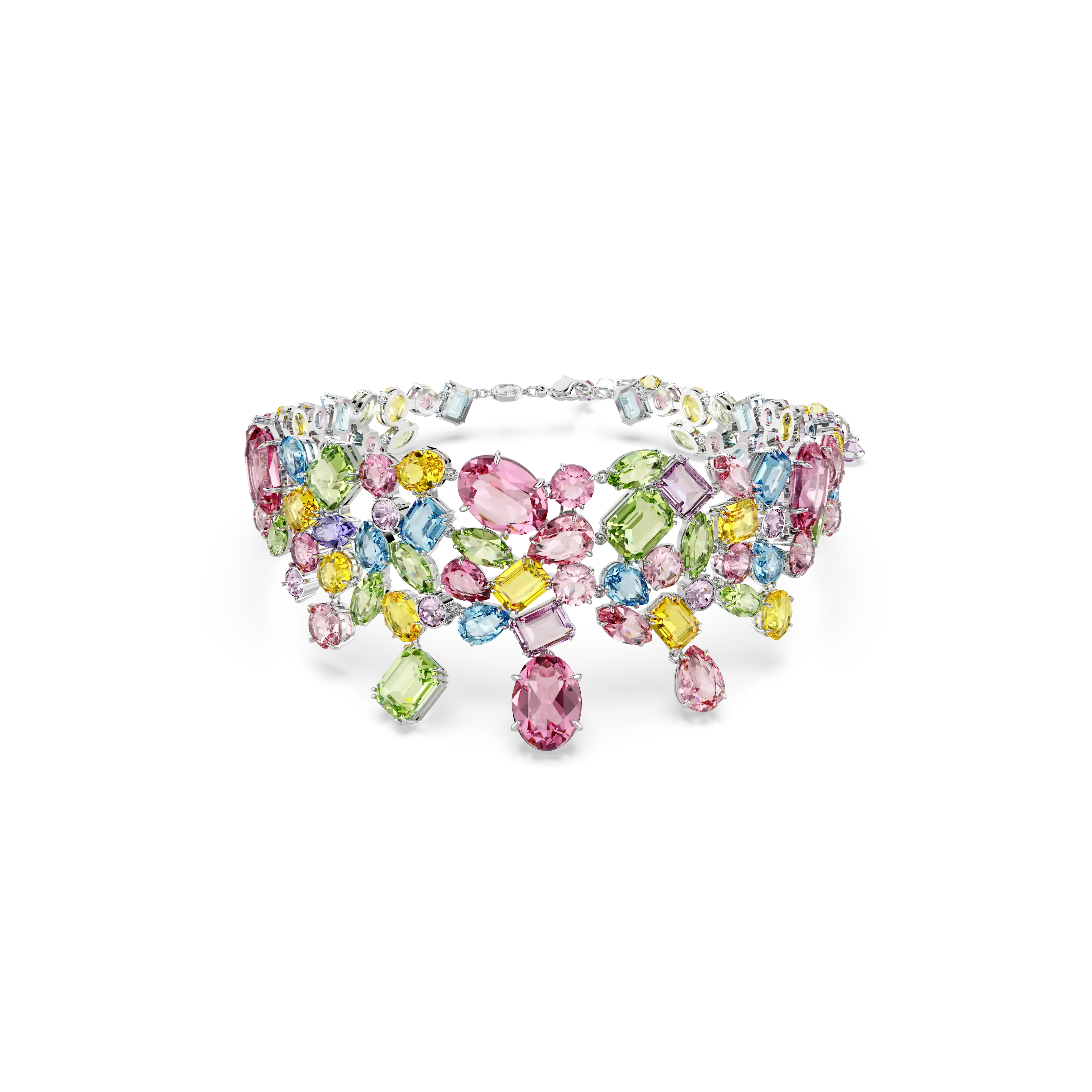 Gema choker Mixed cuts/Multicolored/Rhodium plated