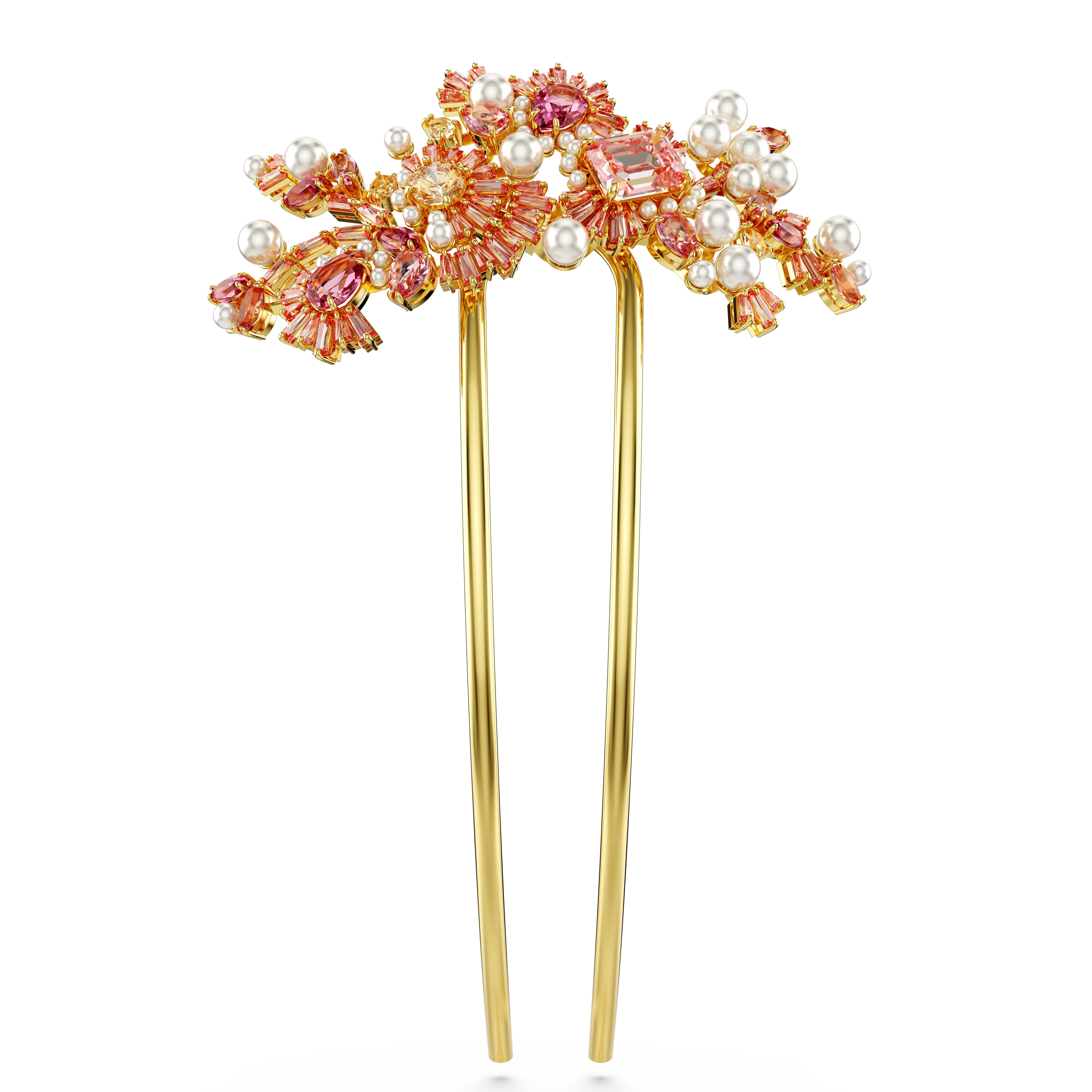 Gema hair clip Crystal pearl/Mixed cuts/Flower/Pink/Gold-tone plated