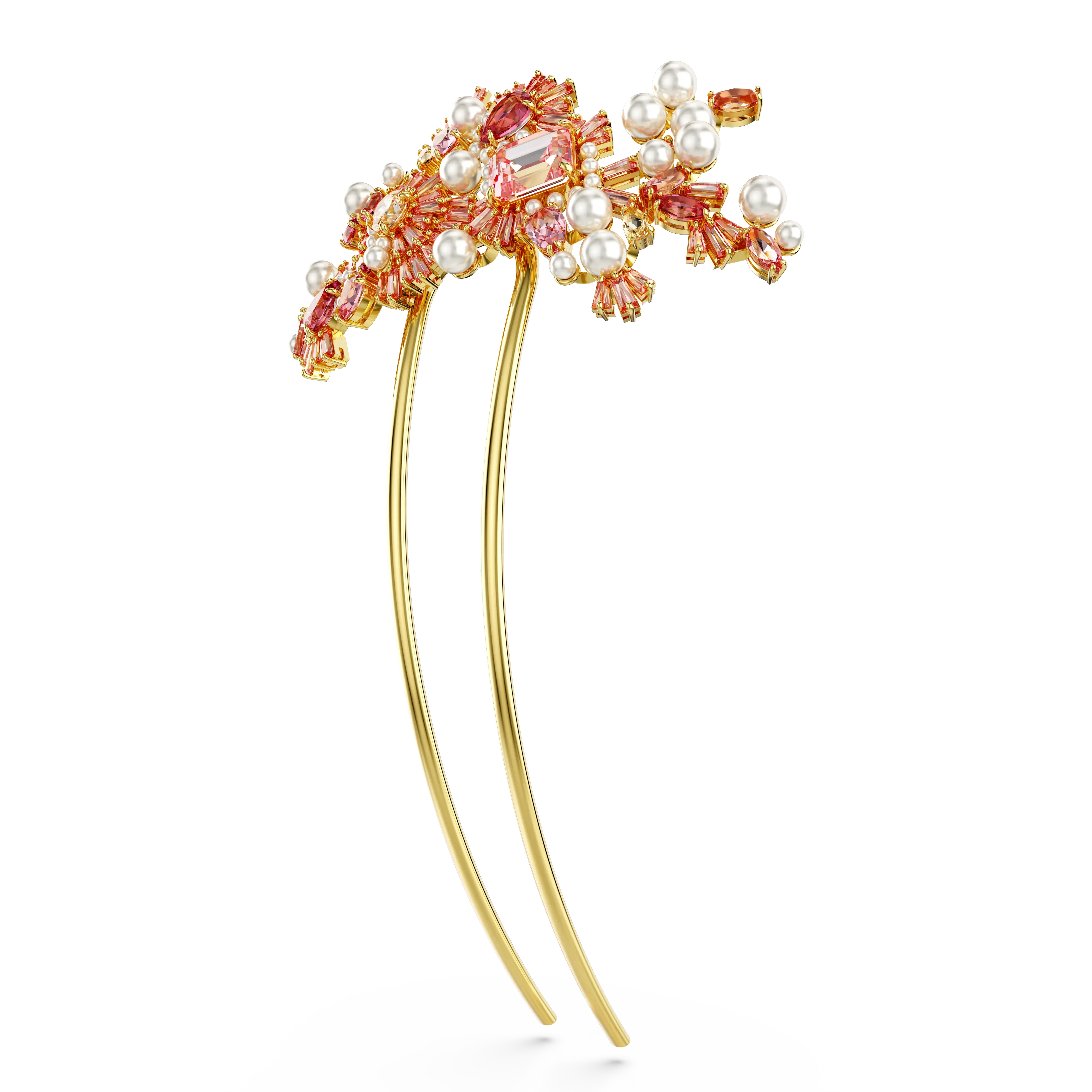 gema-hair-clip-crystal-pearl-mixed-cuts-flower-pink-gold-tone-plated-swarovski-5689051-2.webp