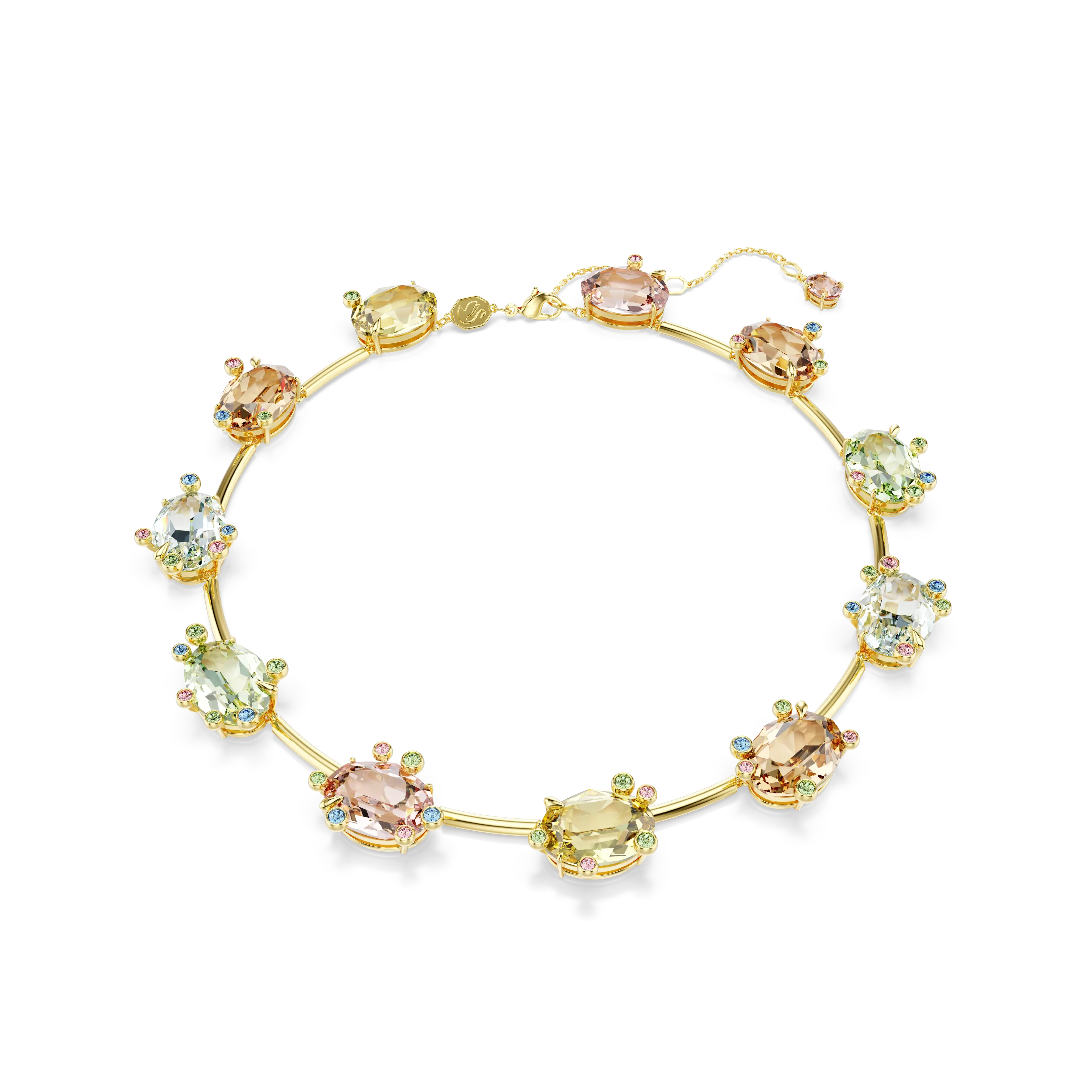 Gema necklace Mixed cuts/Multicolored/Gold-tone plated