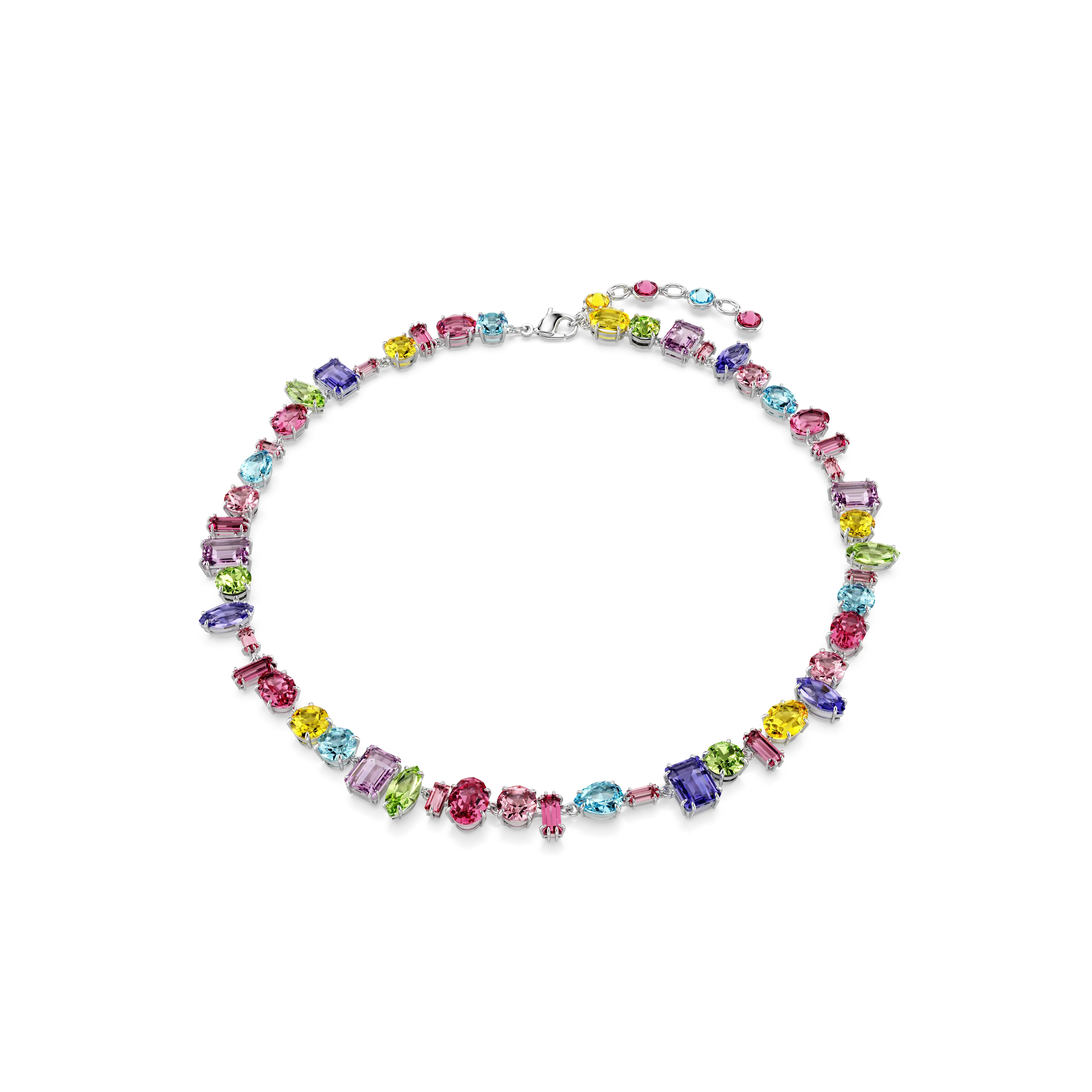 Gema necklace Mixed cuts/Multicolored/Rhodium plated