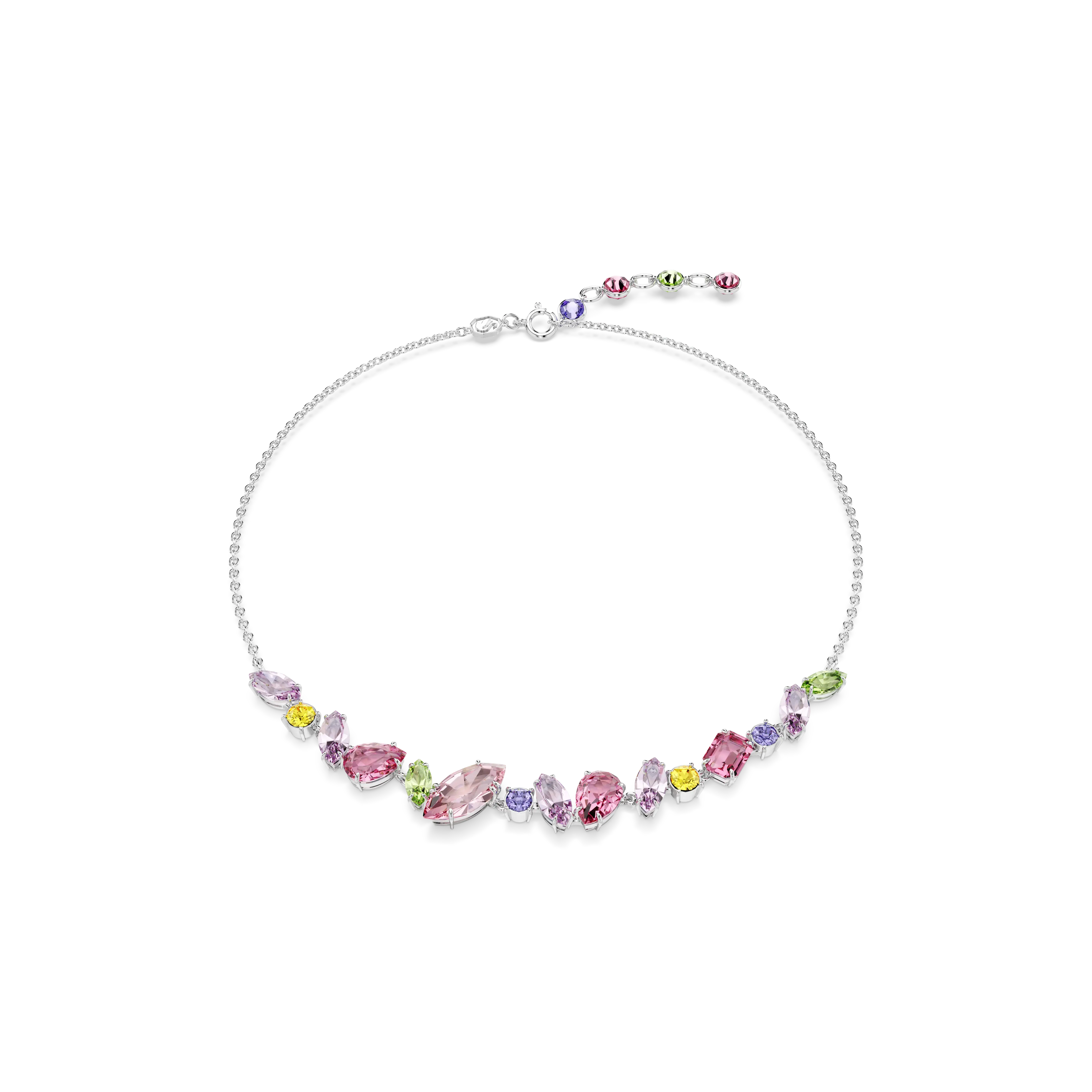 Gema necklace Mixed cuts/Multicolored/Rhodium plated