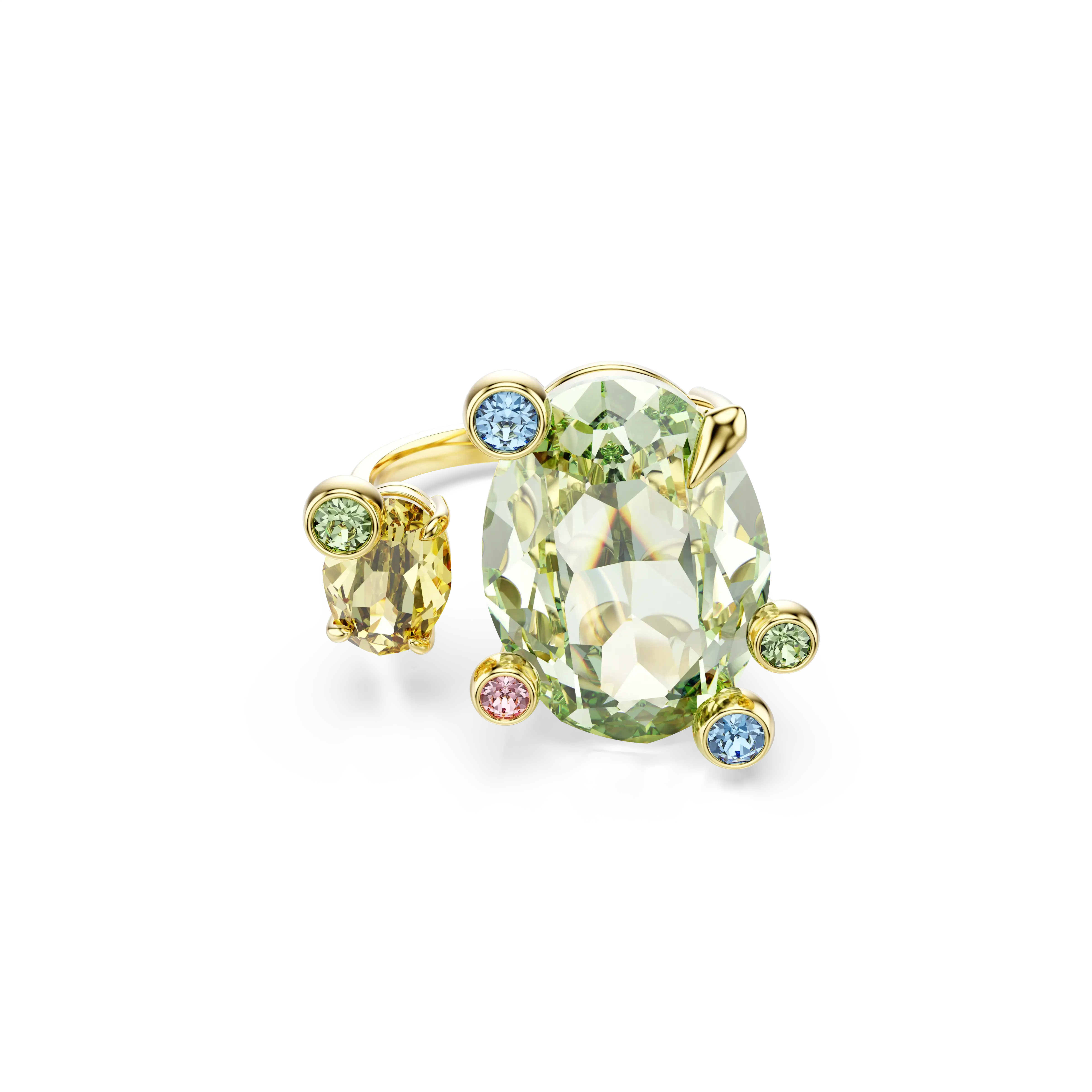 Gema open ring Mixed cuts/Multicolored/Gold-tone plated