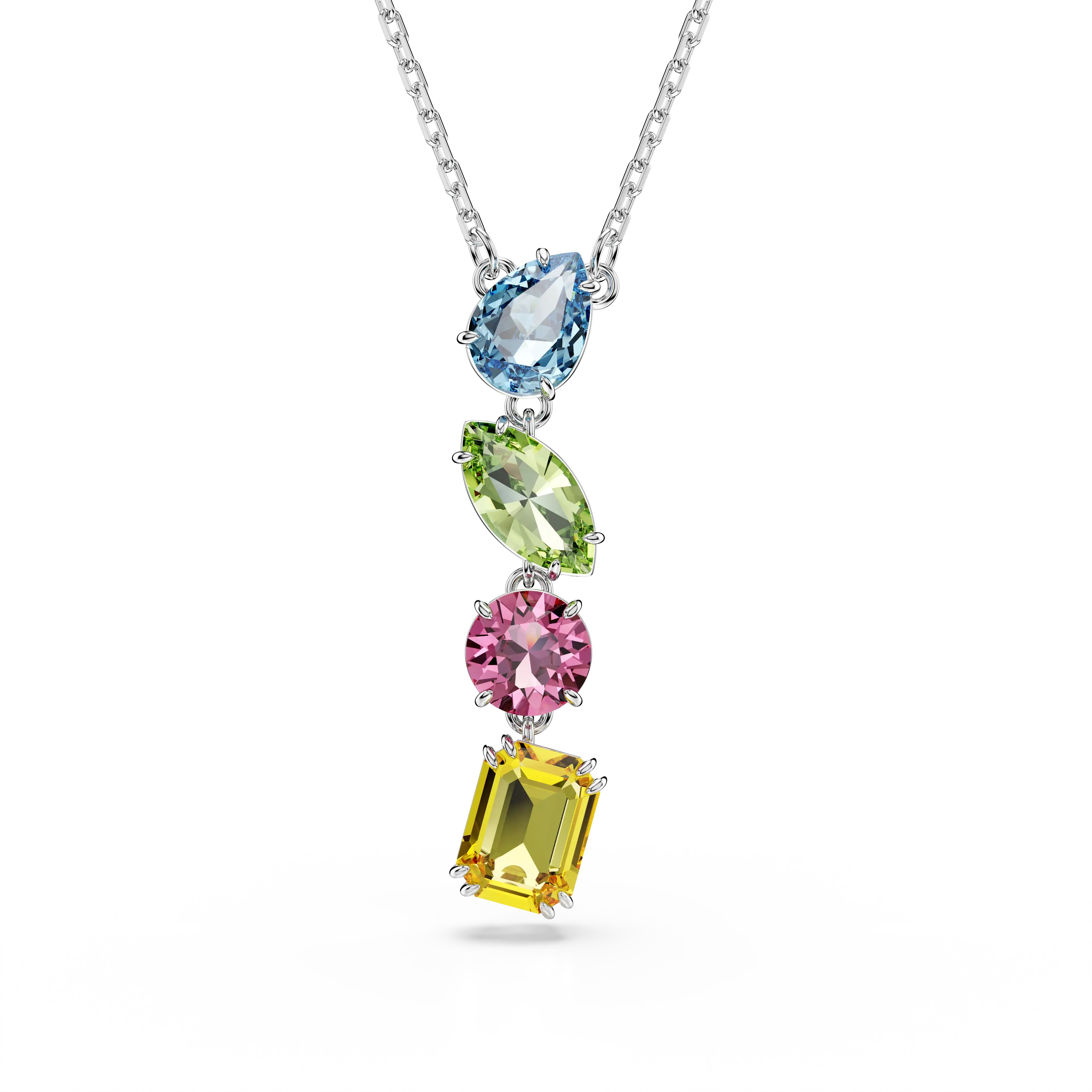 Gema Y pendant Mixed cuts/Multicolored/Rhodium plated