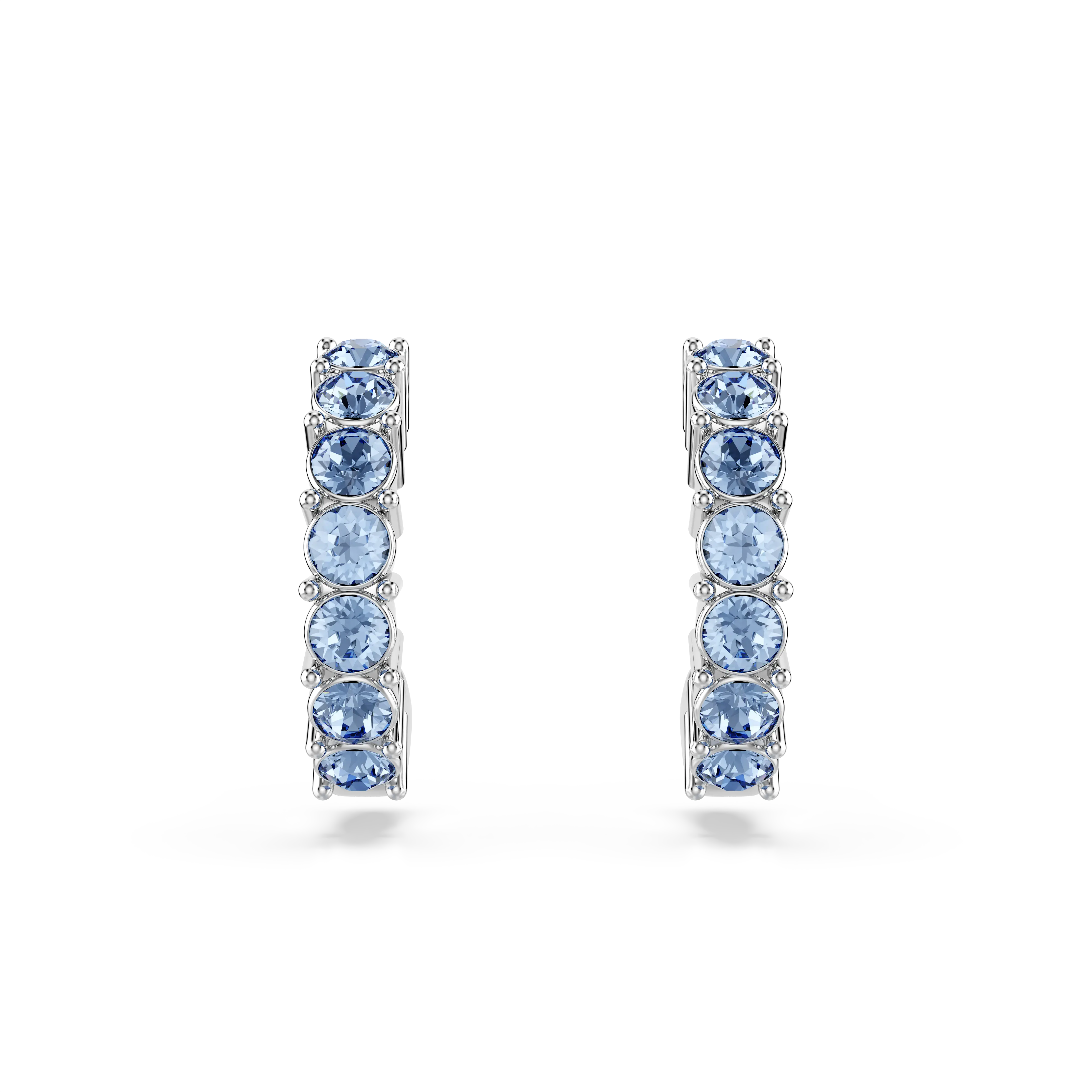 Hoop earrings Round cut/Blue/Rhodium plated