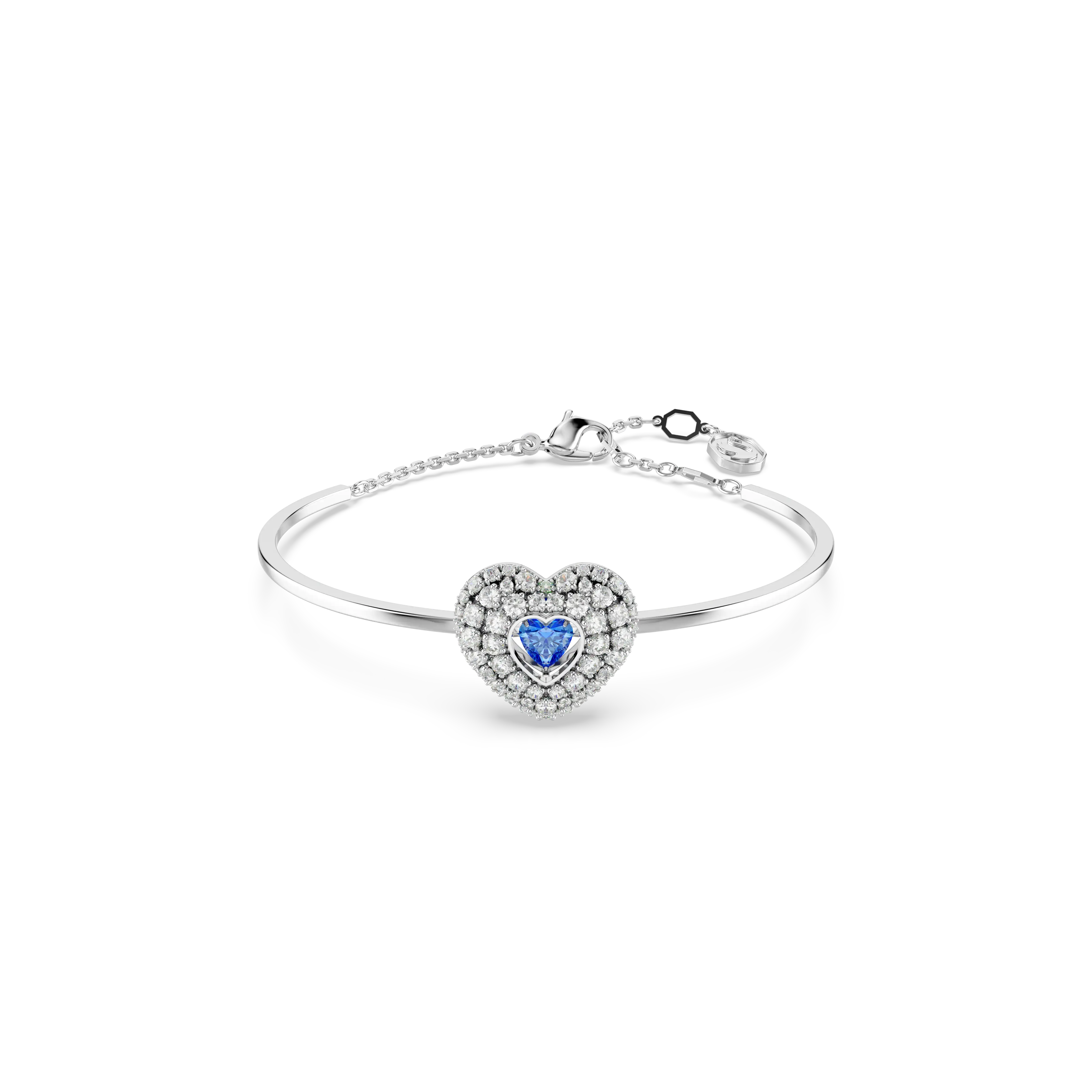 Hyperbola bangle Heart/Blue/Rhodium plated