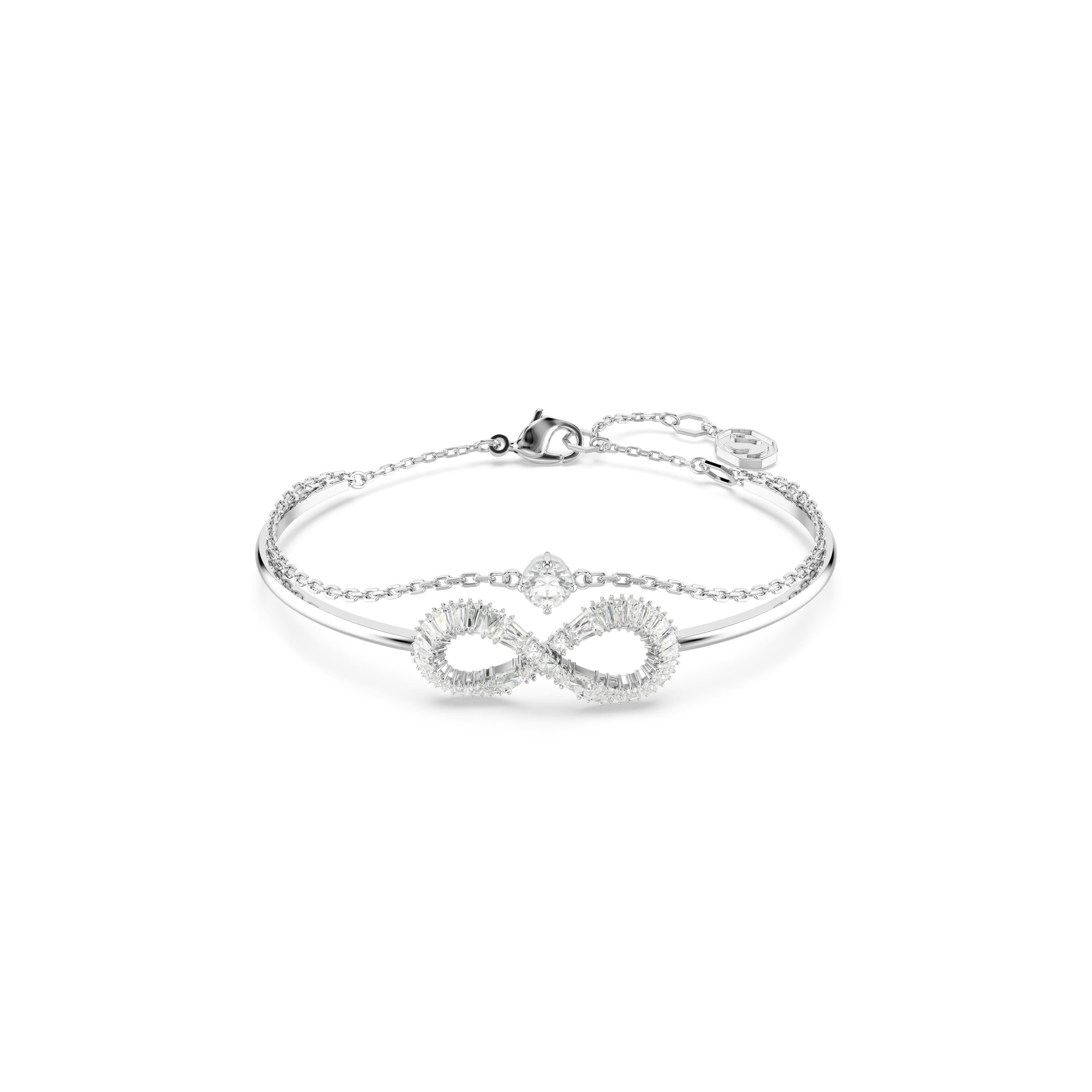 Hyperbola bangle Infinity/White/Rhodium plated