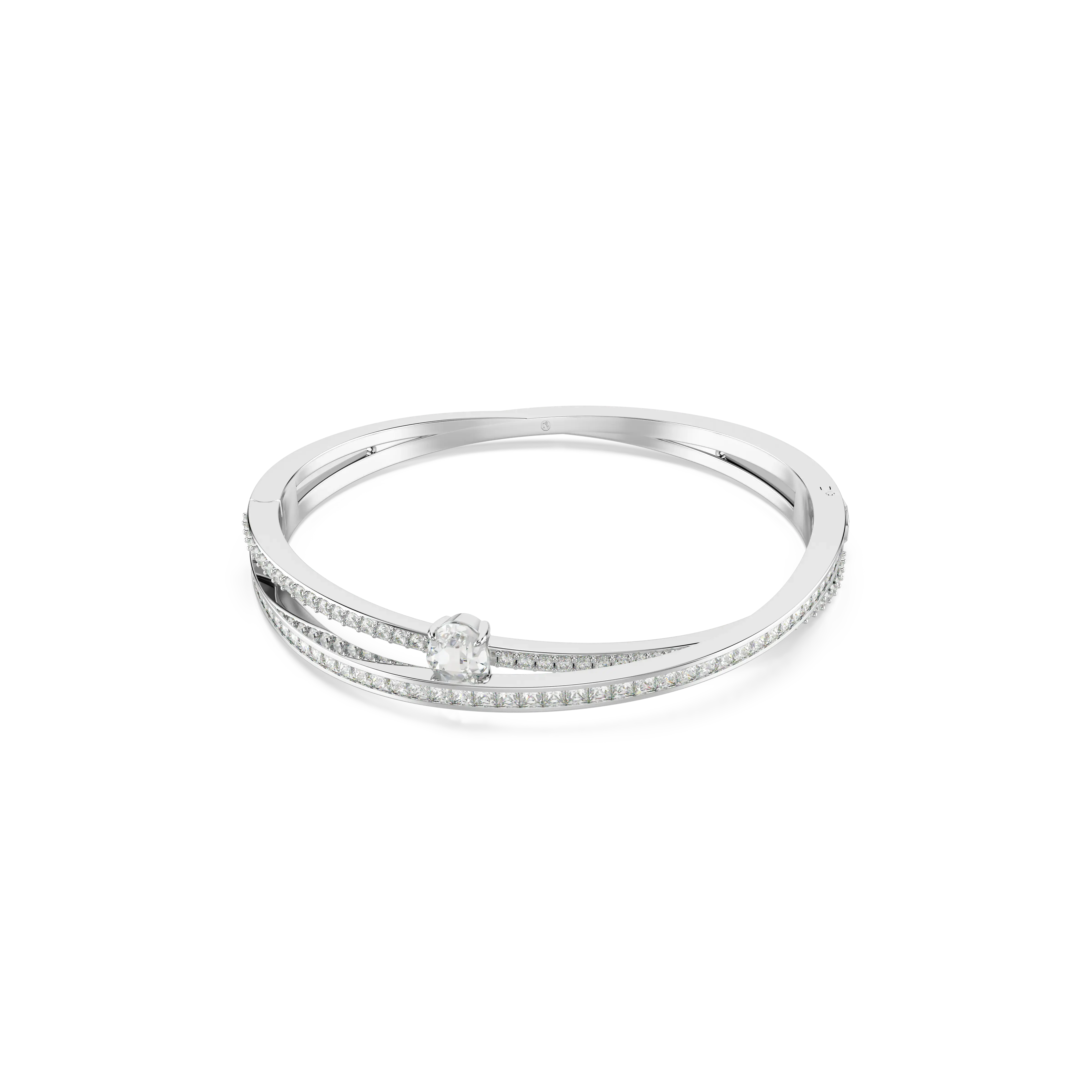 Hyperbola bangle Mixed cuts/White/Rhodium plated