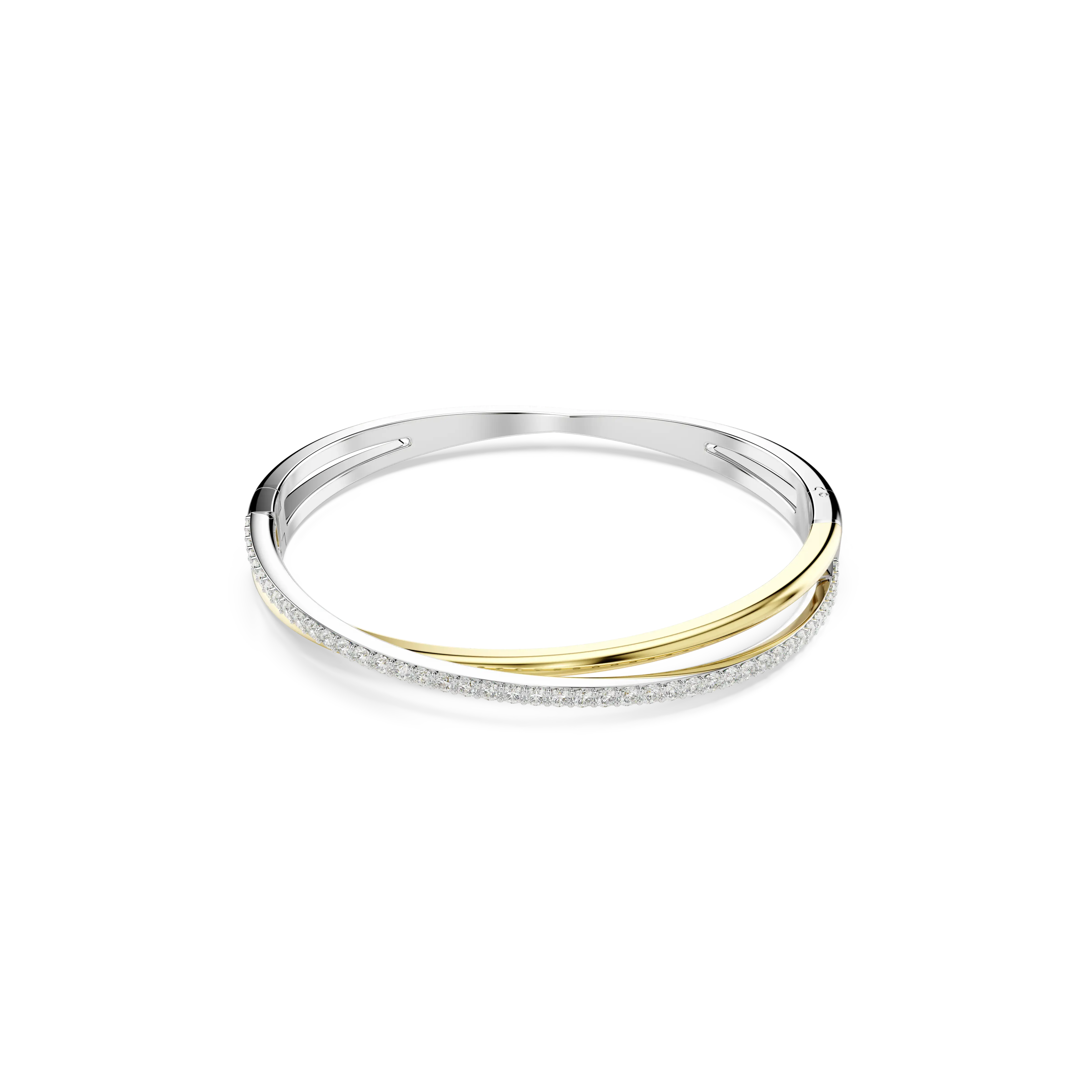 Hyperbola bangle Round cut/White/Mixed metal finish