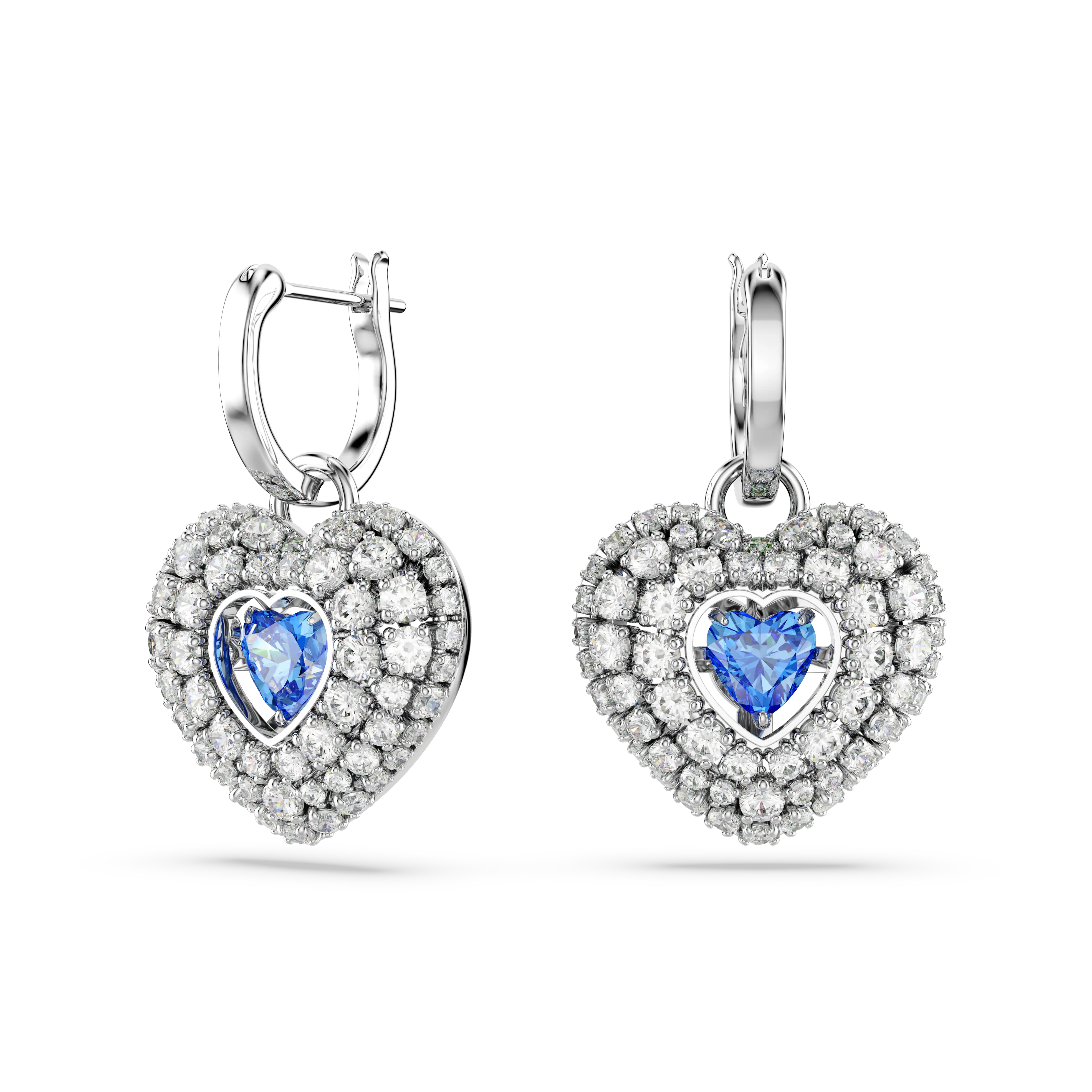 Hyperbola drop earrings Heart/Blue/Rhodium plated