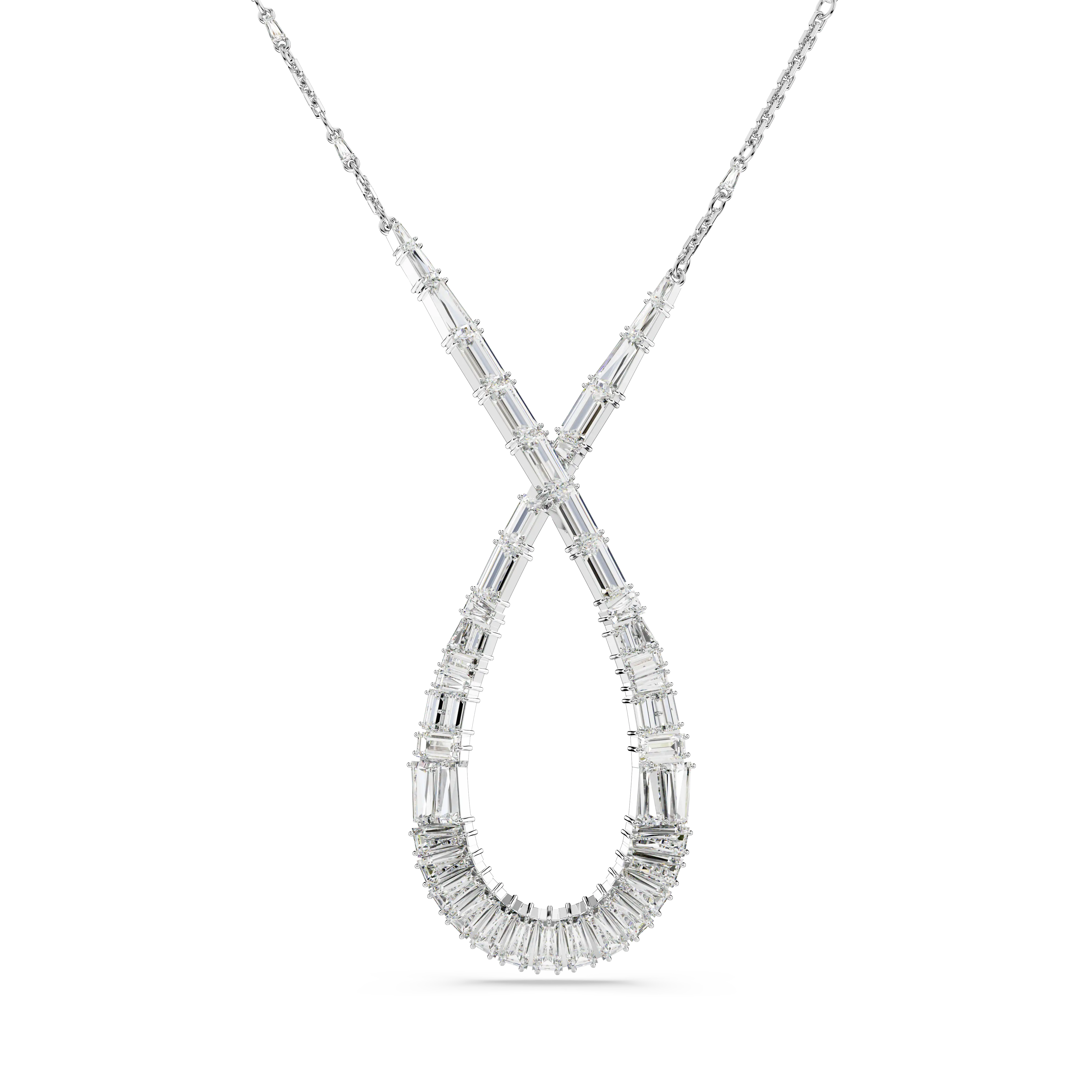 Hyperbola pendant Mixed cuts/Infinity/White/Rhodium plated