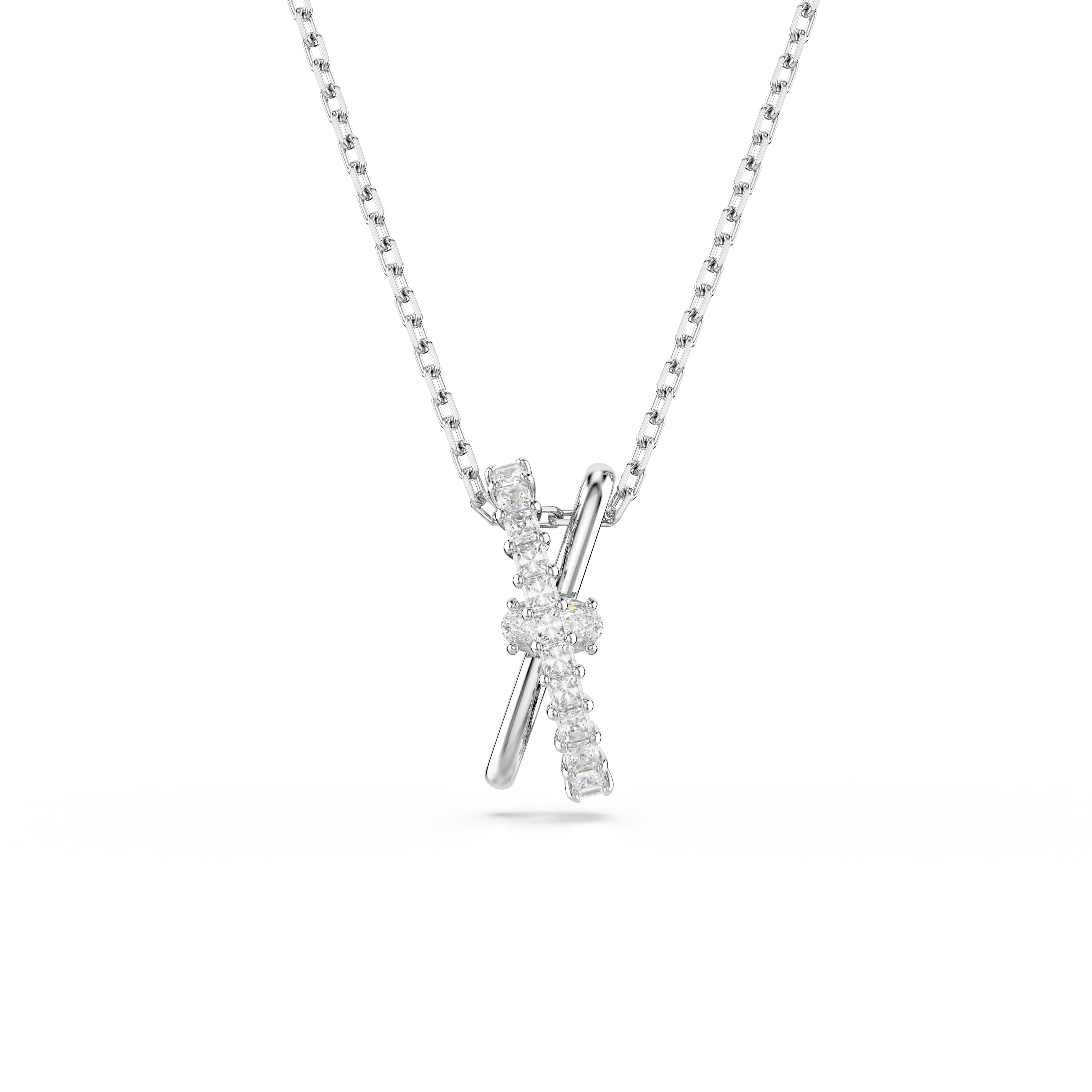 Hyperbola pendant Mixed cuts/Twist/White/Rhodium plated