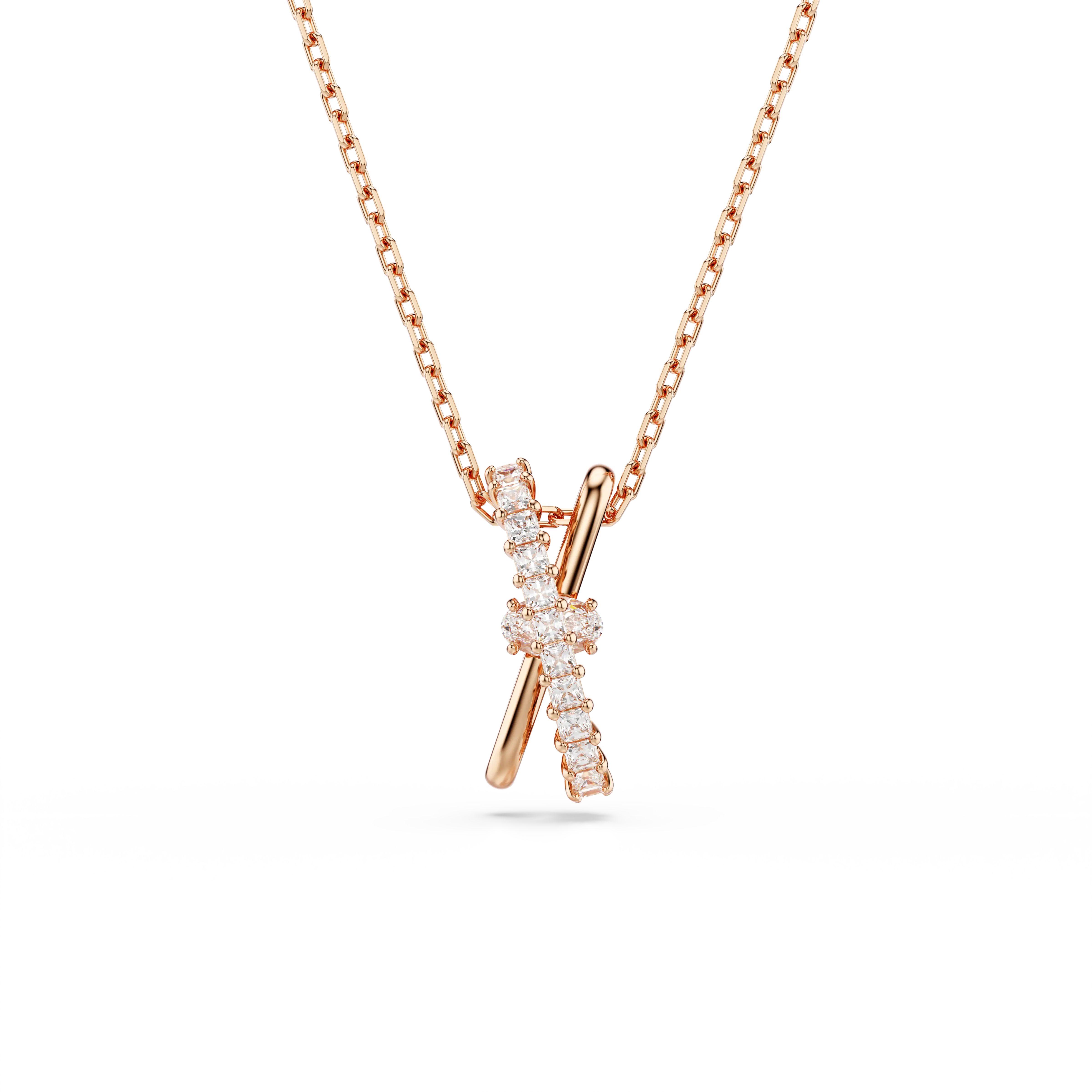 Hyperbola pendant Mixed cuts/Twist/White/Rose gold-tone plated