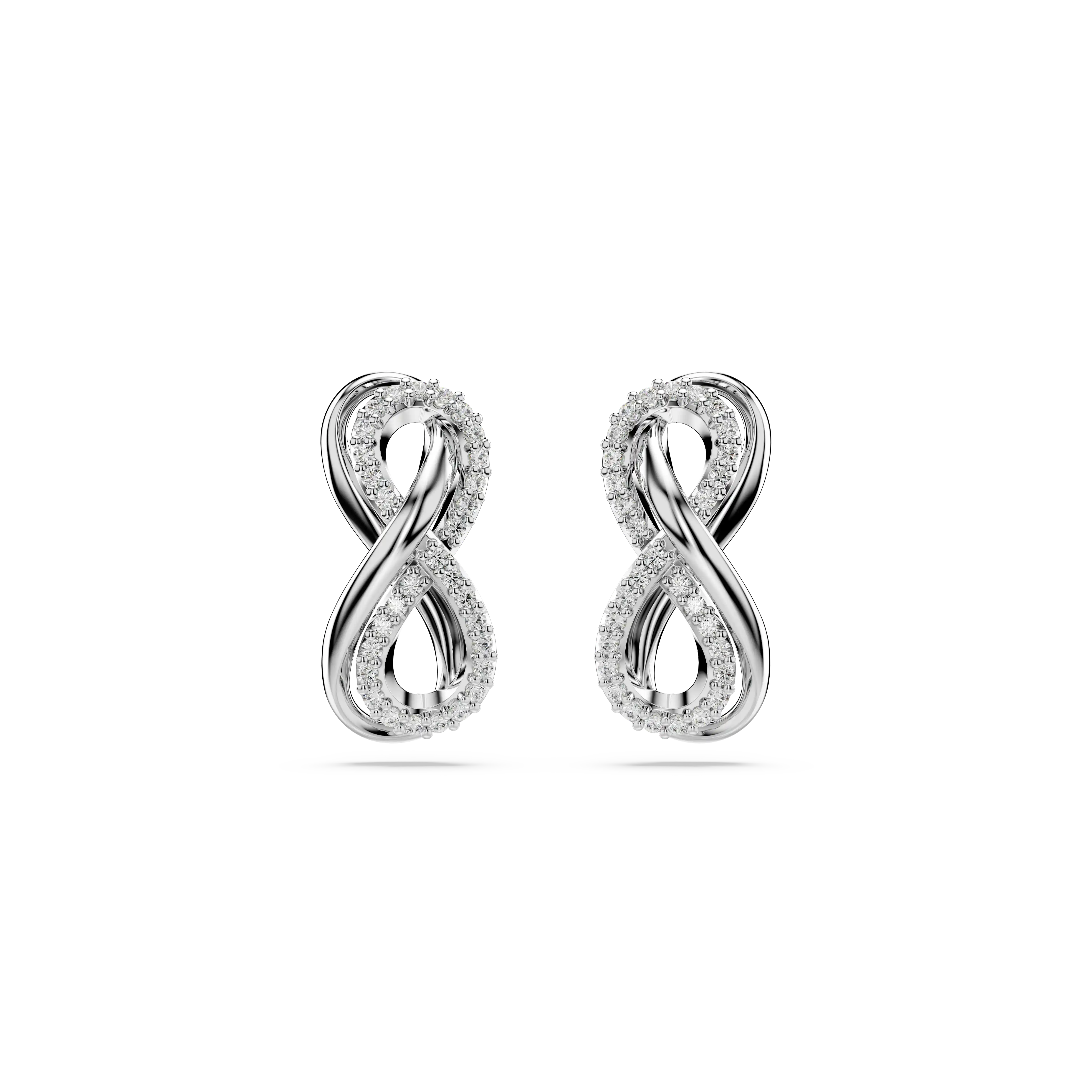 Hyperbola stud earrings Infinity/White/Rhodium plated