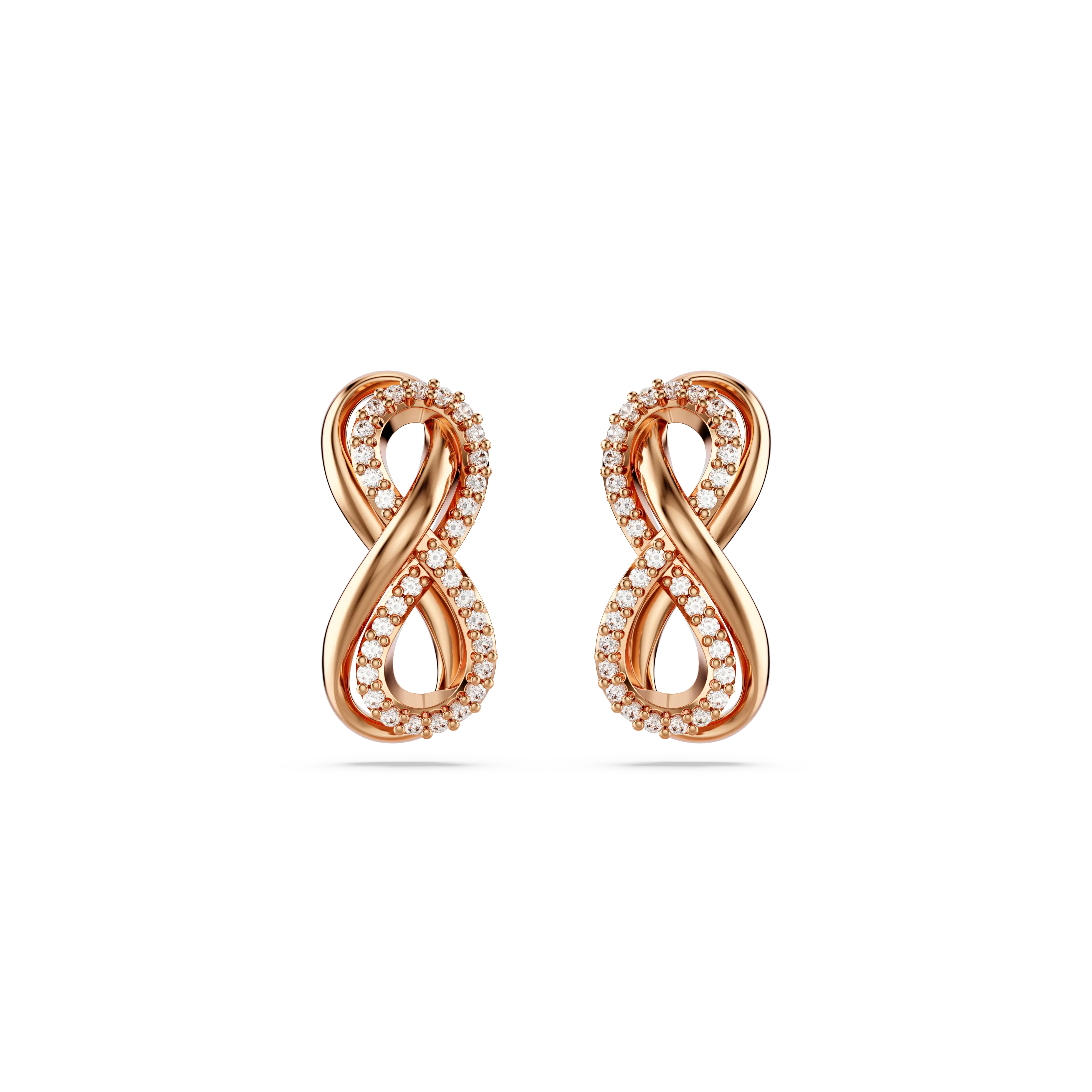 Hyperbola stud earrings Infinity/White/Rose gold-tone plated