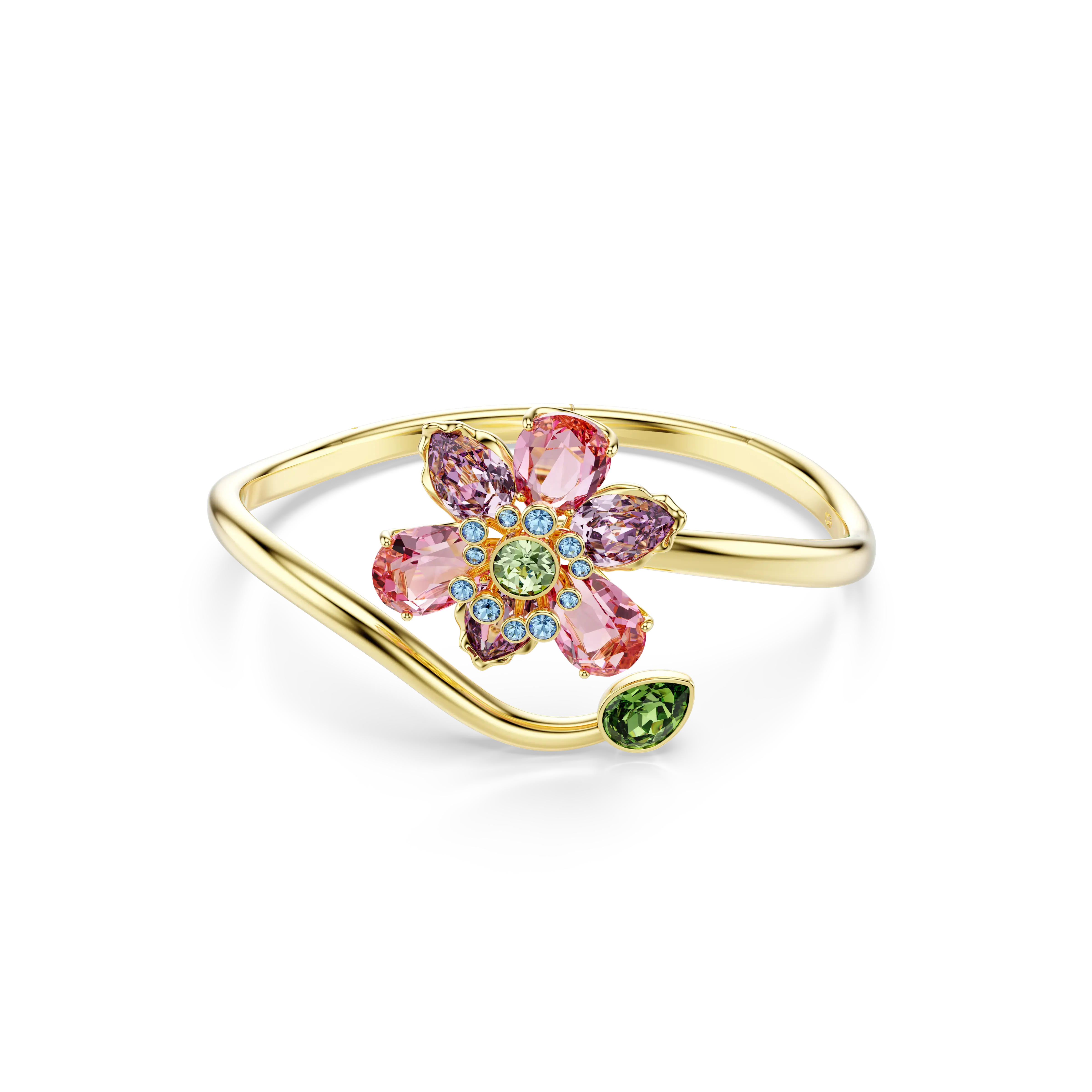 Idyllia bangle Mixed cuts/Flower/Multicolored/Gold-tone plated