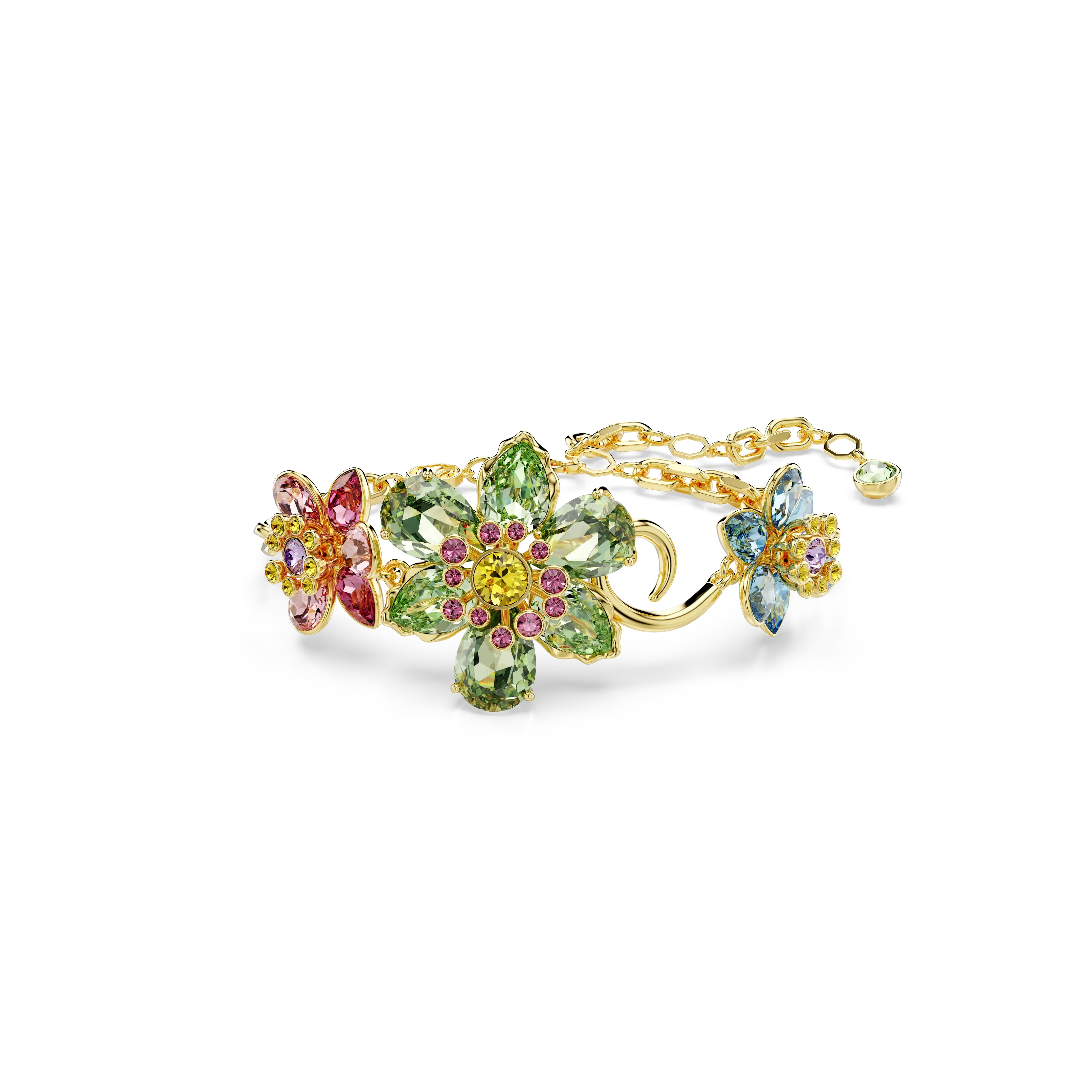 Idyllia bracelet Mixed cuts/Flower/Multicolored/Gold-tone plated