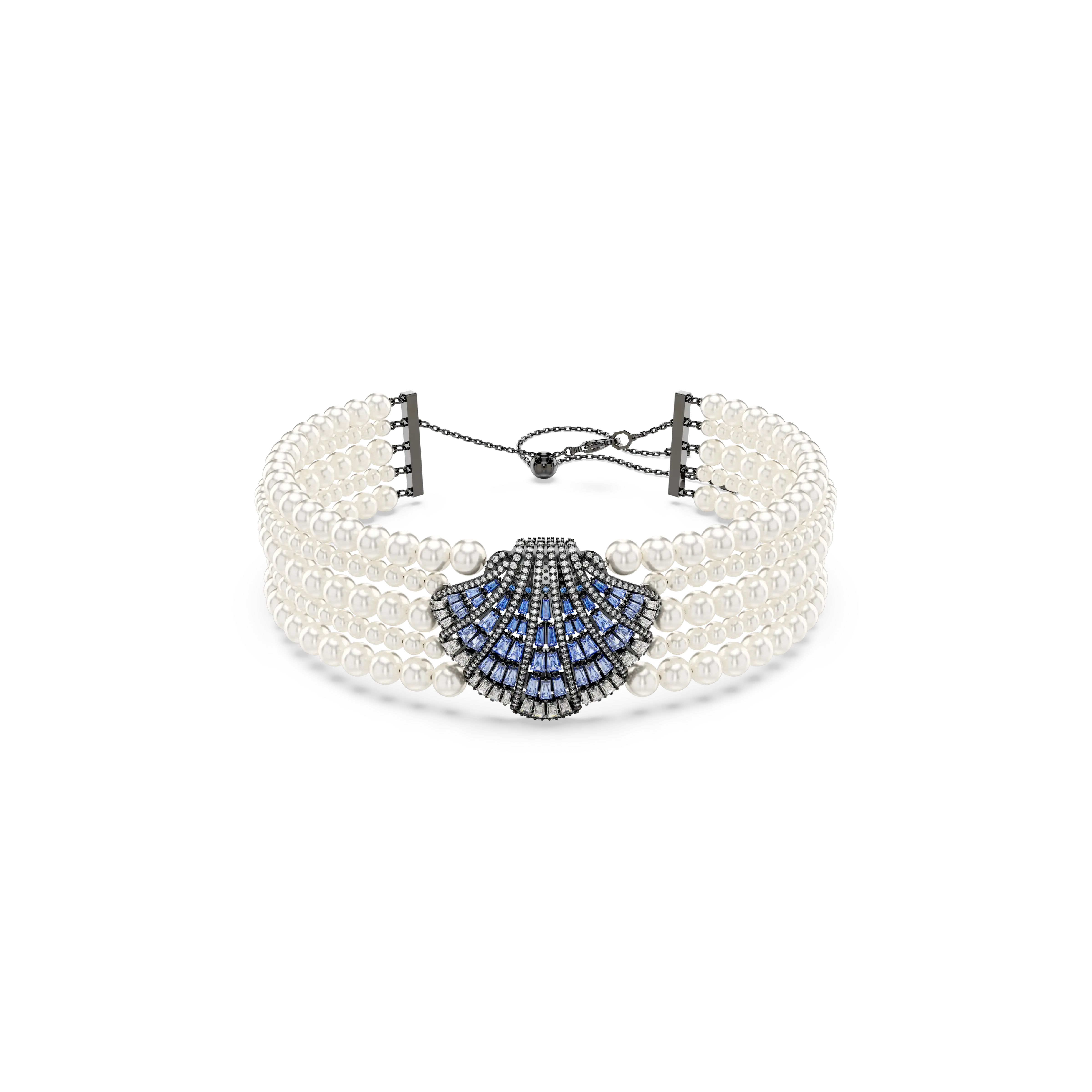 Idyllia choker Crystal pearl/Shell/Blue/Ruthenium plated