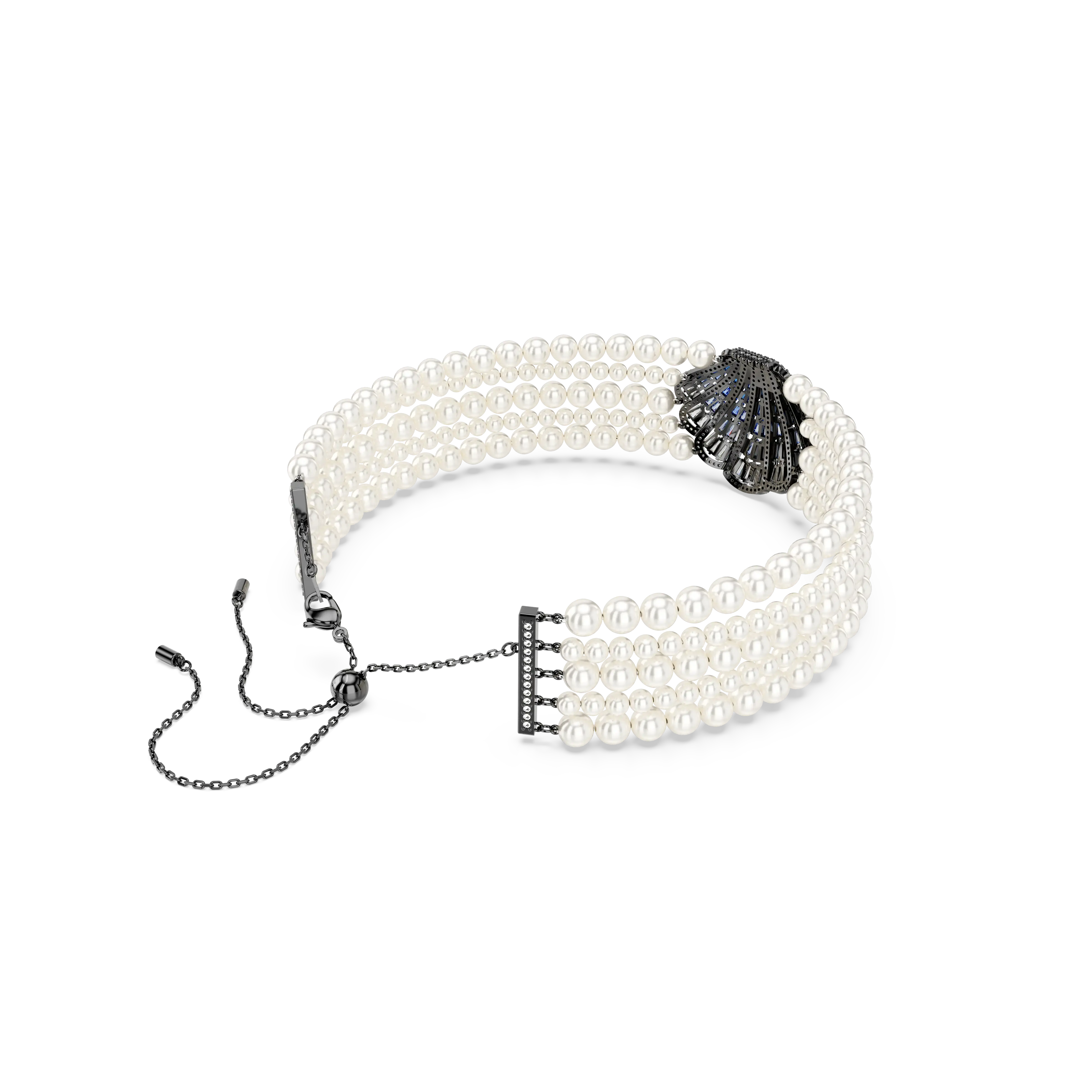 idyllia-choker-crystal-pearl-shell-blue-ruthenium-plated-swarovski-5688233-4.webp