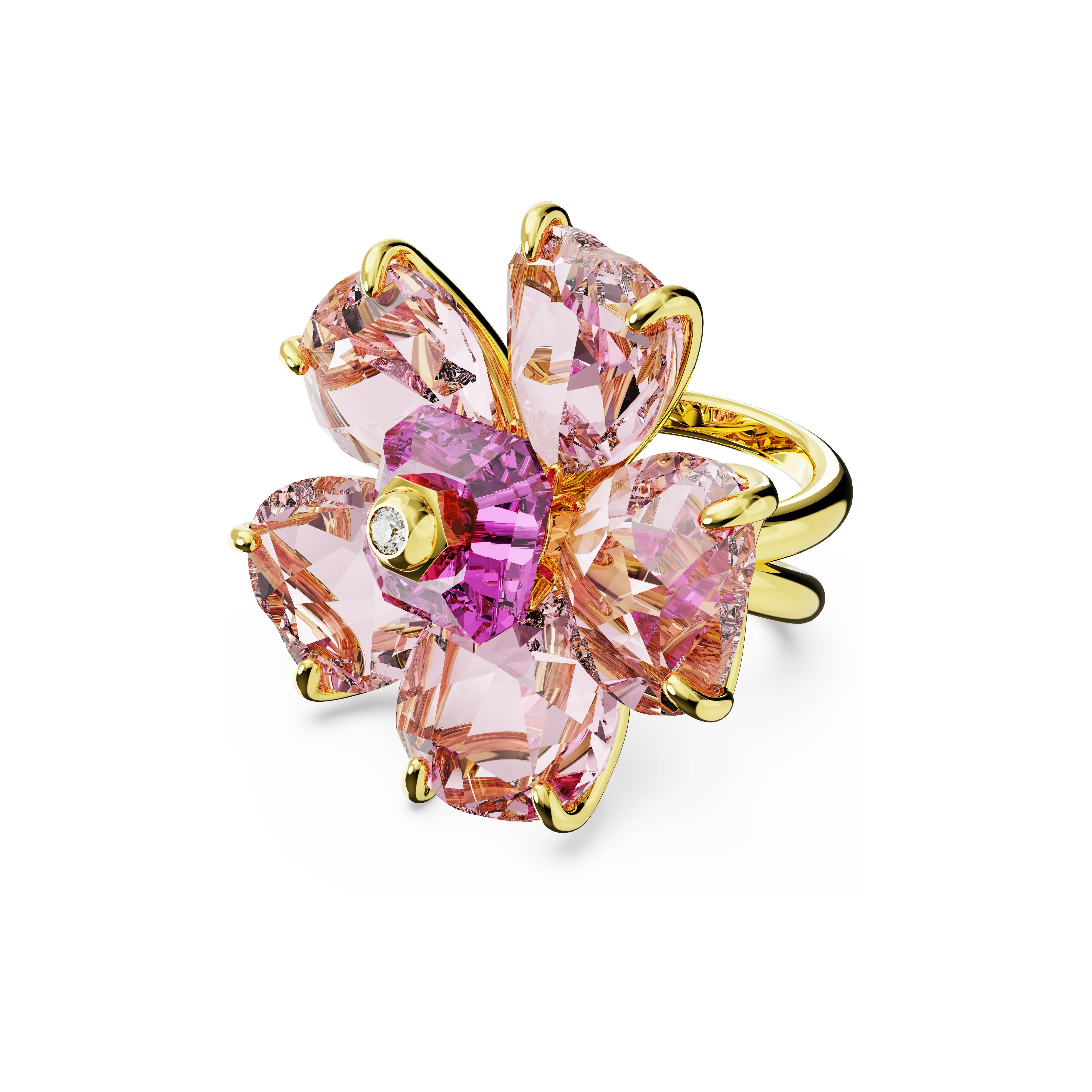 Idyllia cocktail ring Flower/Pink/Gold-tone plated