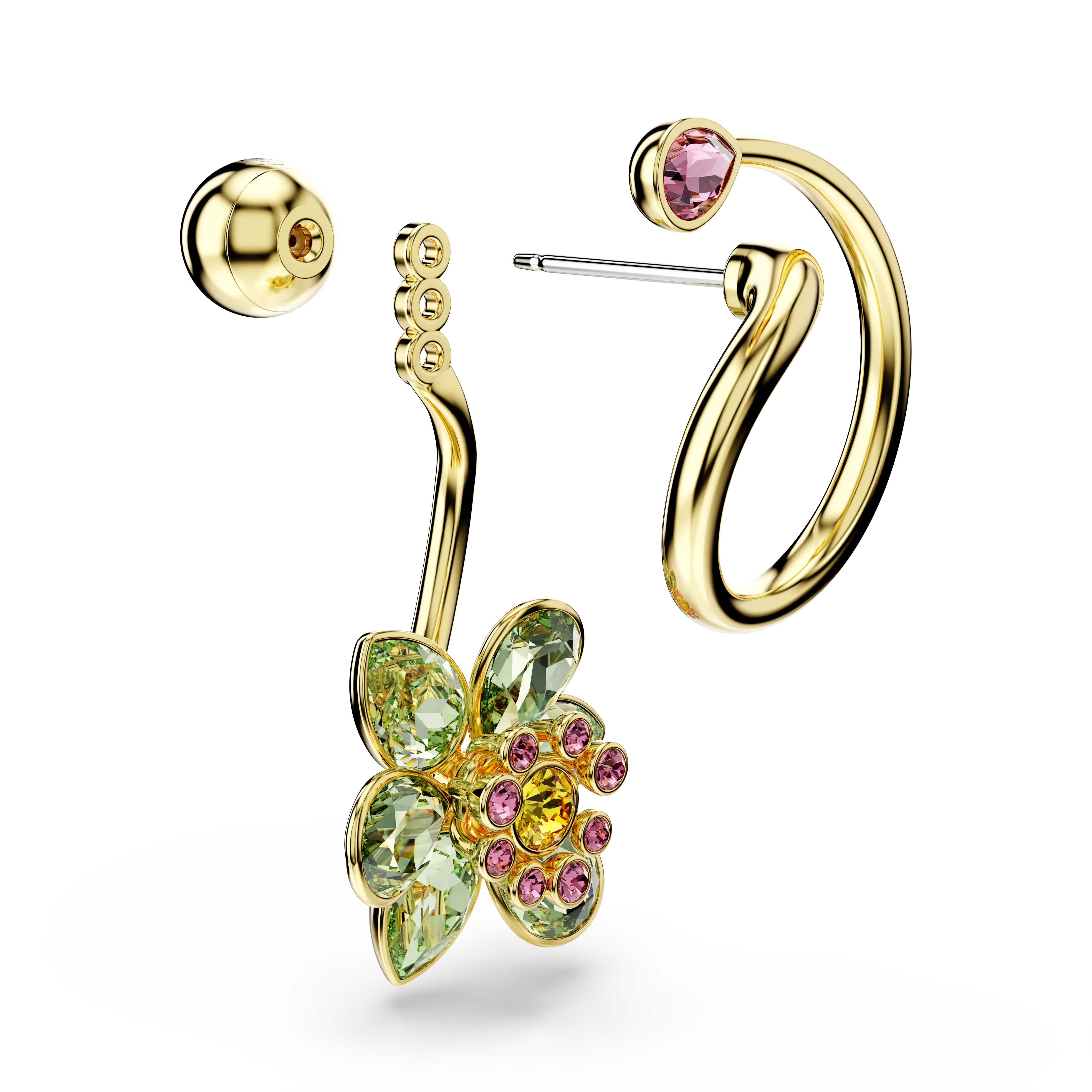 idyllia-drop-earrings-asymmetrical-design-mixed-cuts-flower-multicolored-gold-tone-plated-swarovski-5709025-3.webp