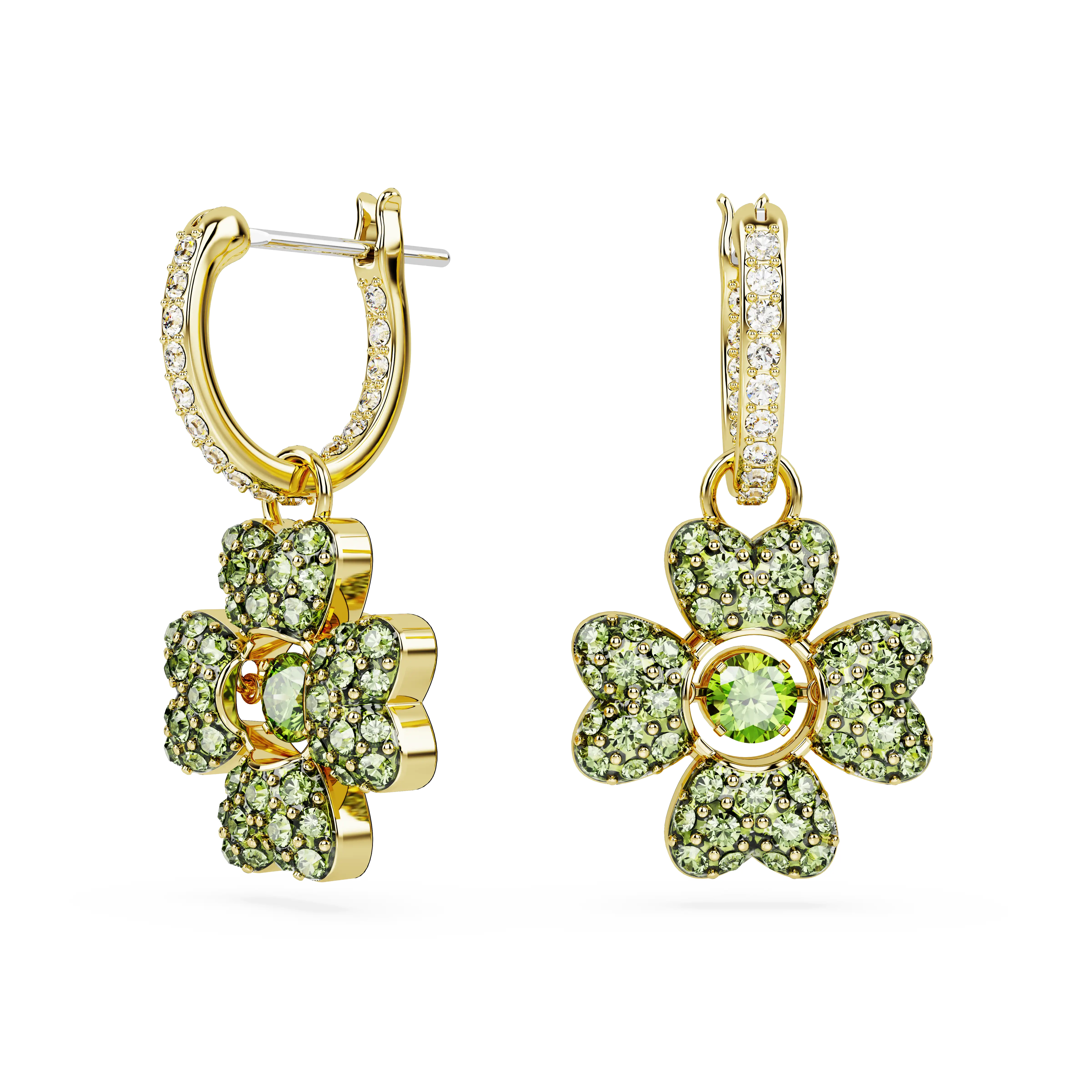Idyllia drop earrings Clover/Green/Gold-tone plated
