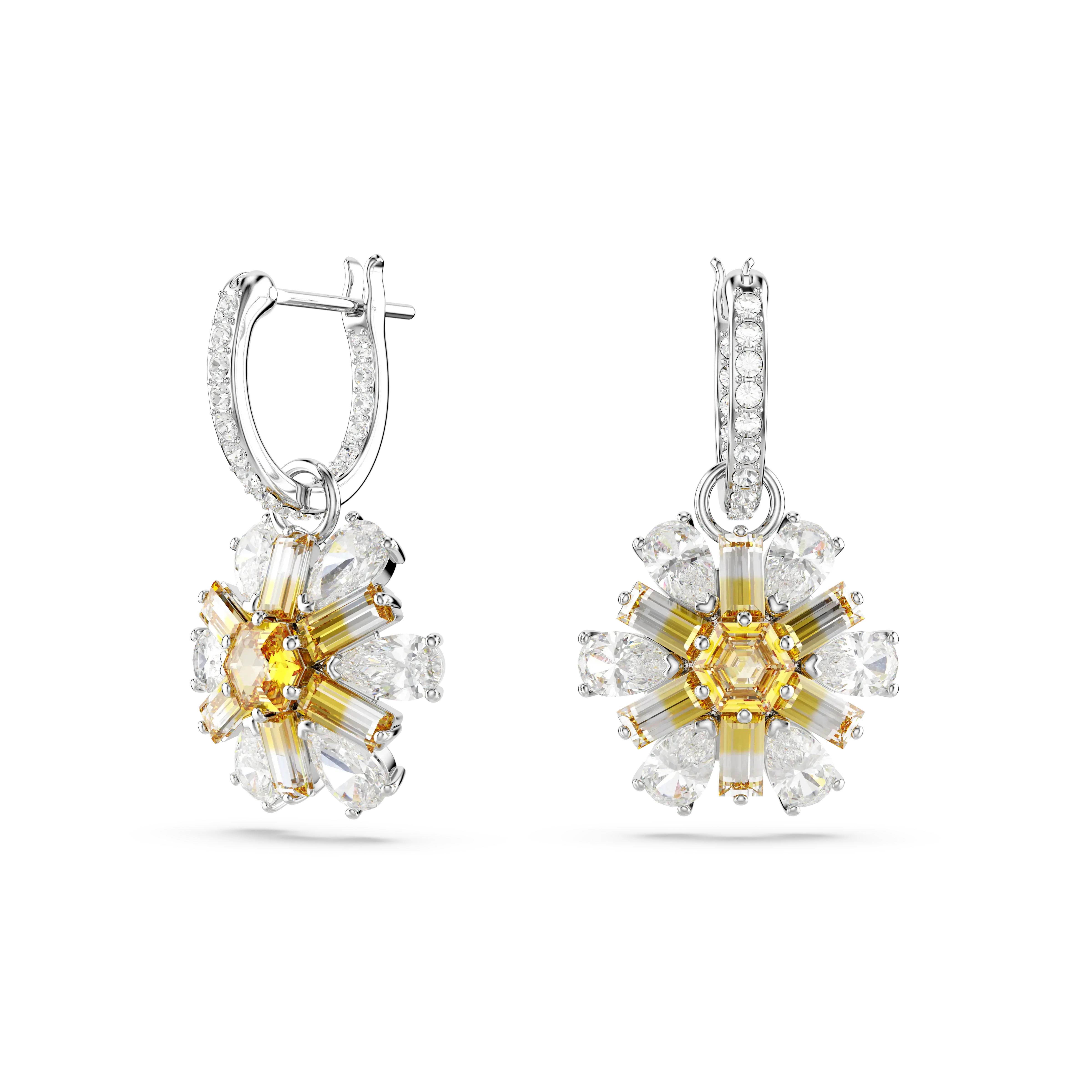 Idyllia drop earrings Flower/Yellow/Rhodium plated