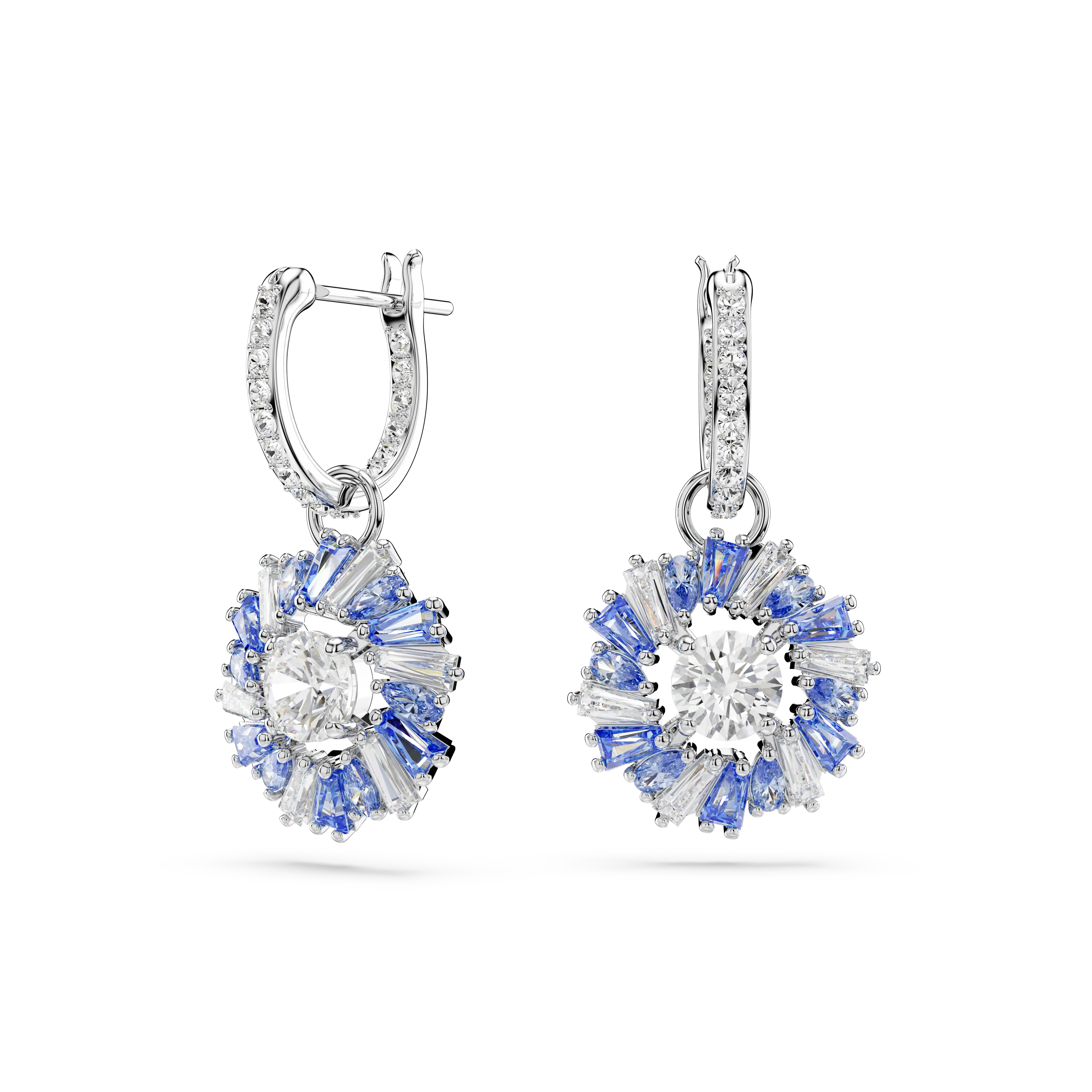 Idyllia drop earrings Mixed cuts/Flower/Blue/Rhodium plated