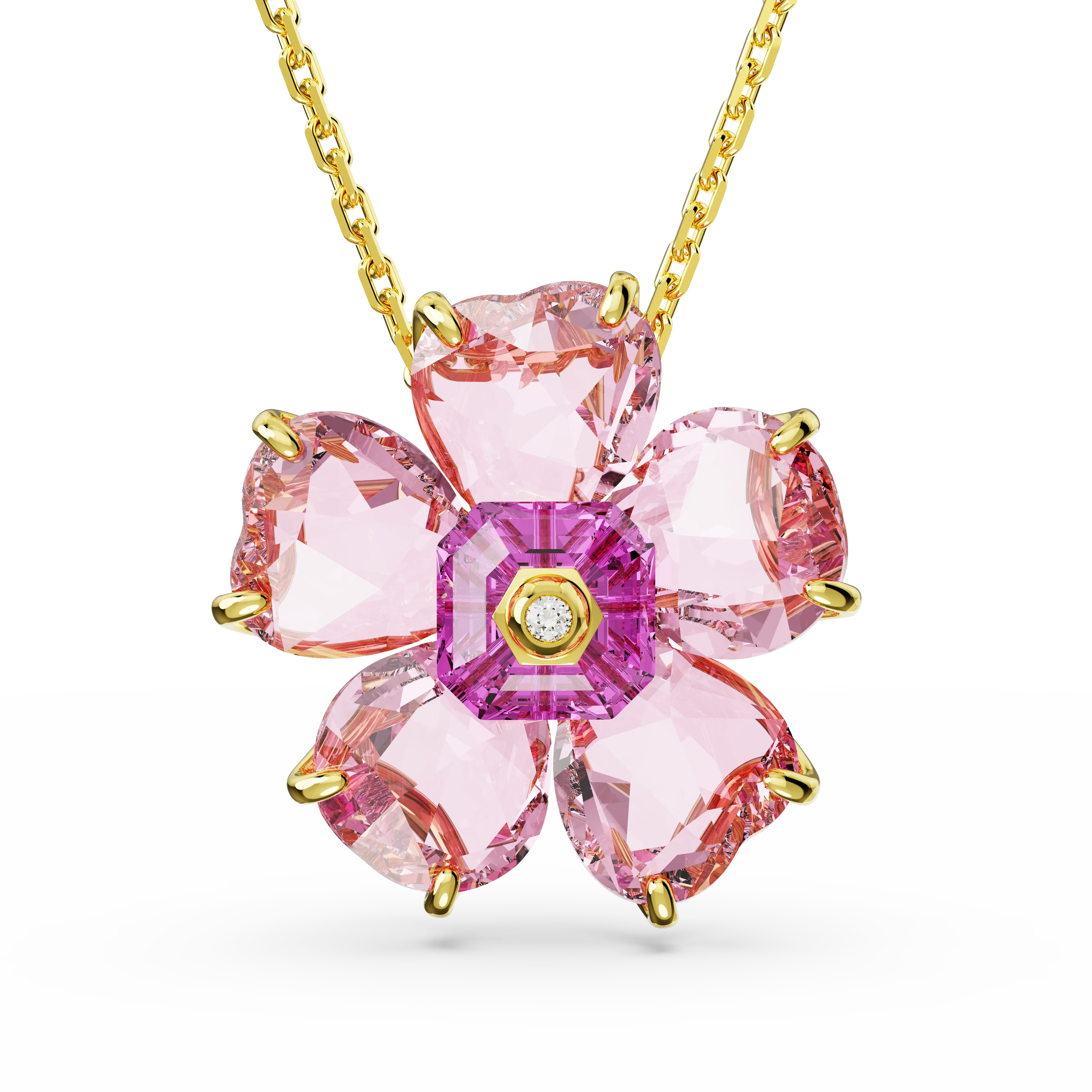 Idyllia necklace Flower/Pink/Gold-tone plated