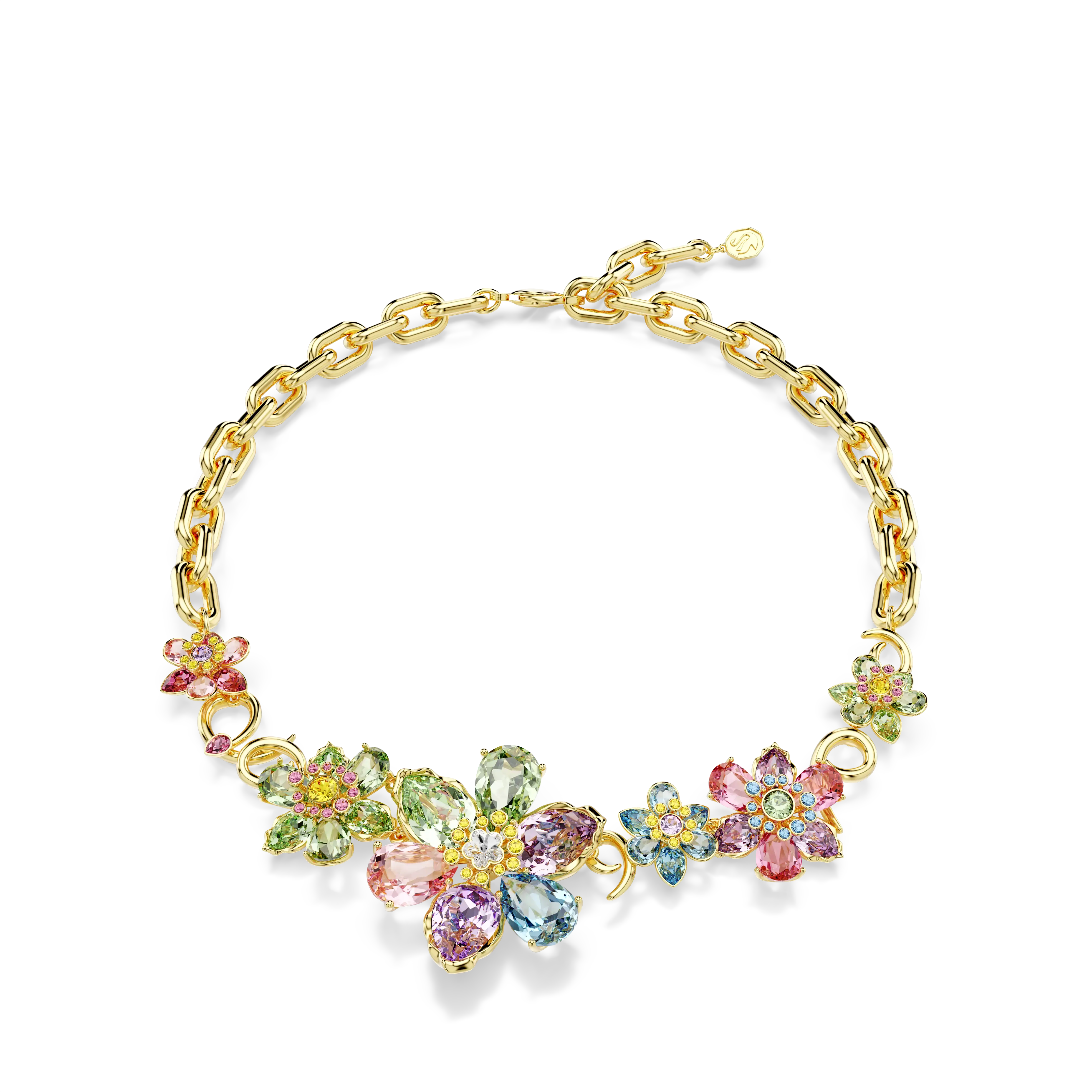 Idyllia necklace Mixed cuts/Flower/Multicolored/Gold-tone plated