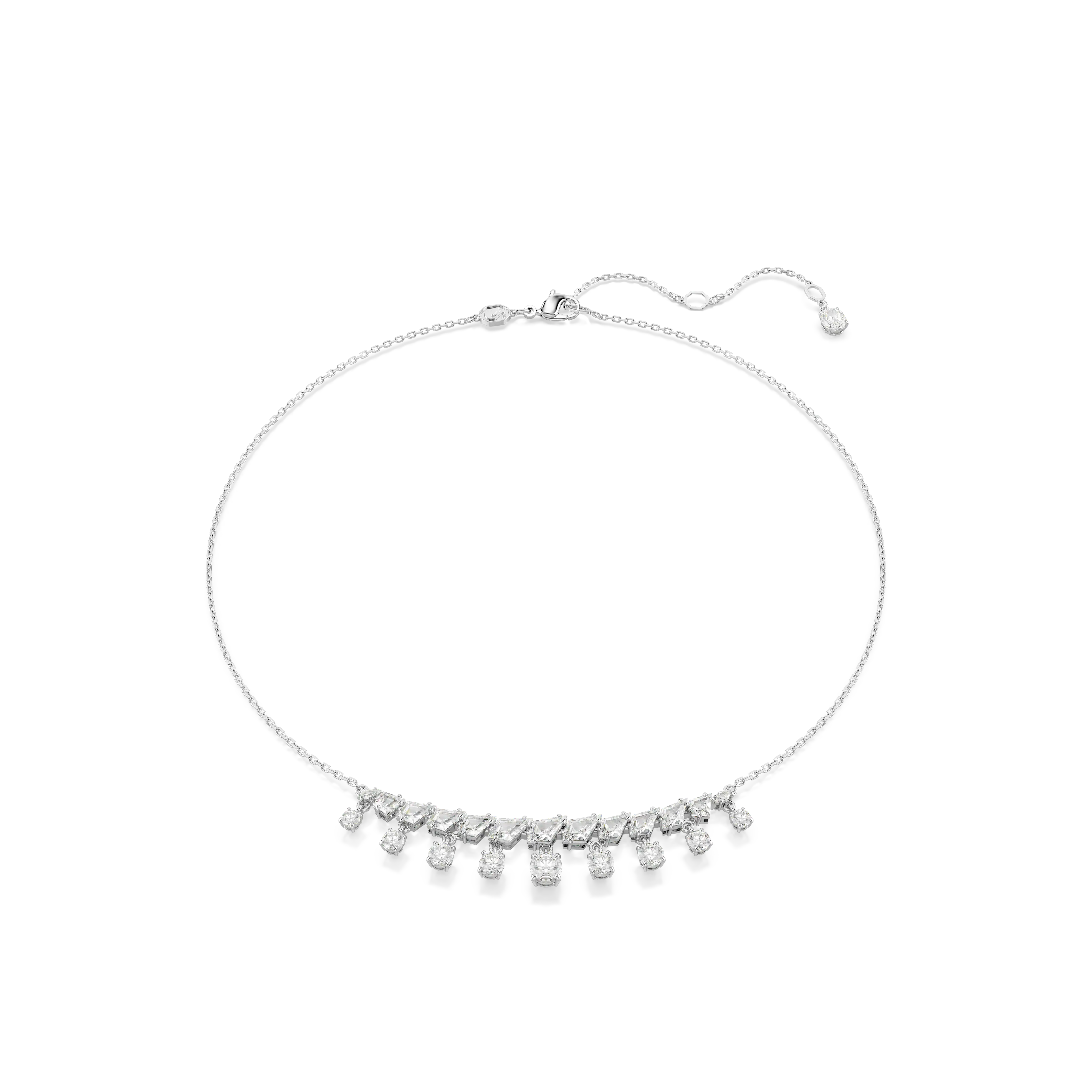 Idyllia necklace Mixed cuts/Snowflake/White/Rhodium plated
