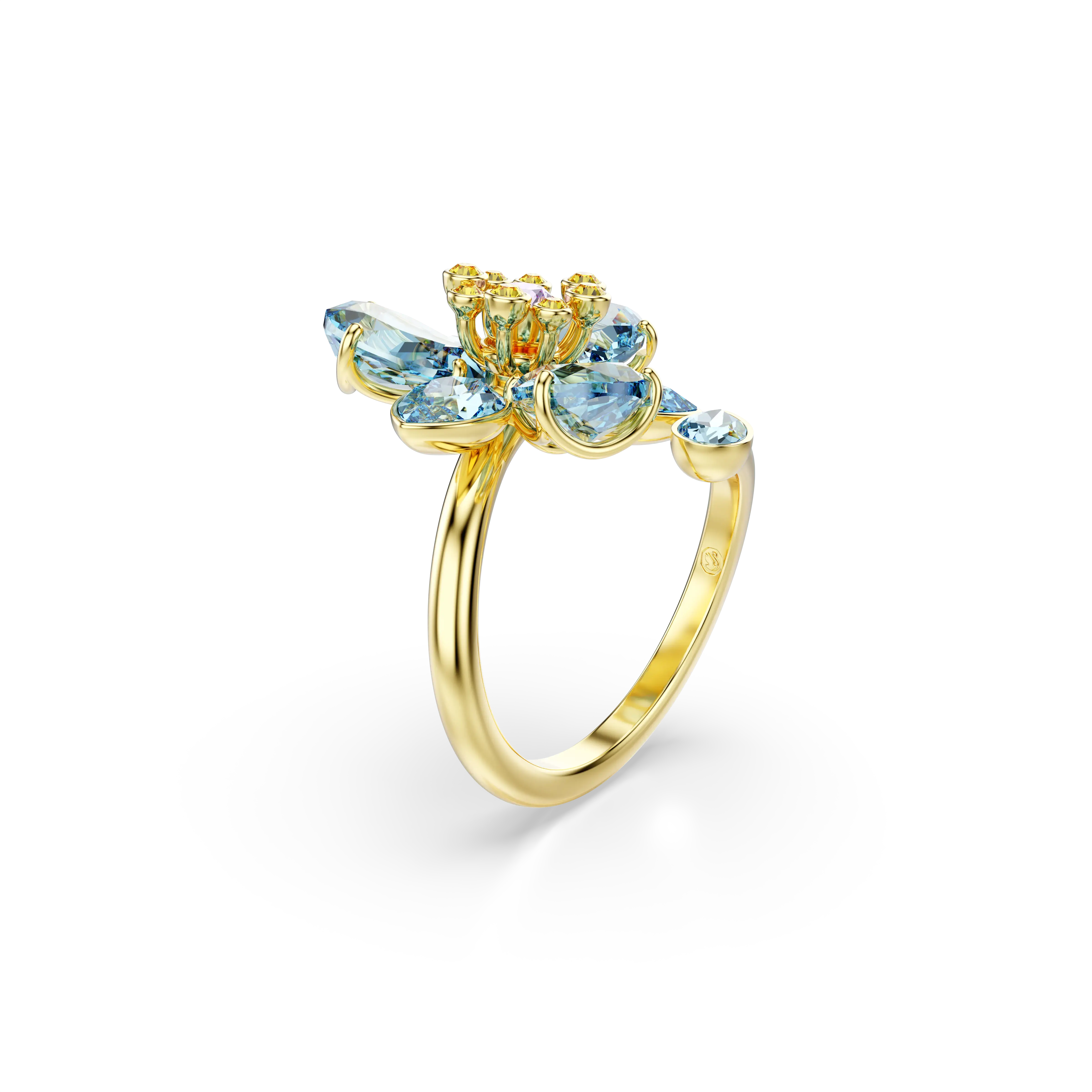 idyllia-open-ring-mixed-cuts-flower-blue-gold-tone-plated-swarovski-5709031-2.webp