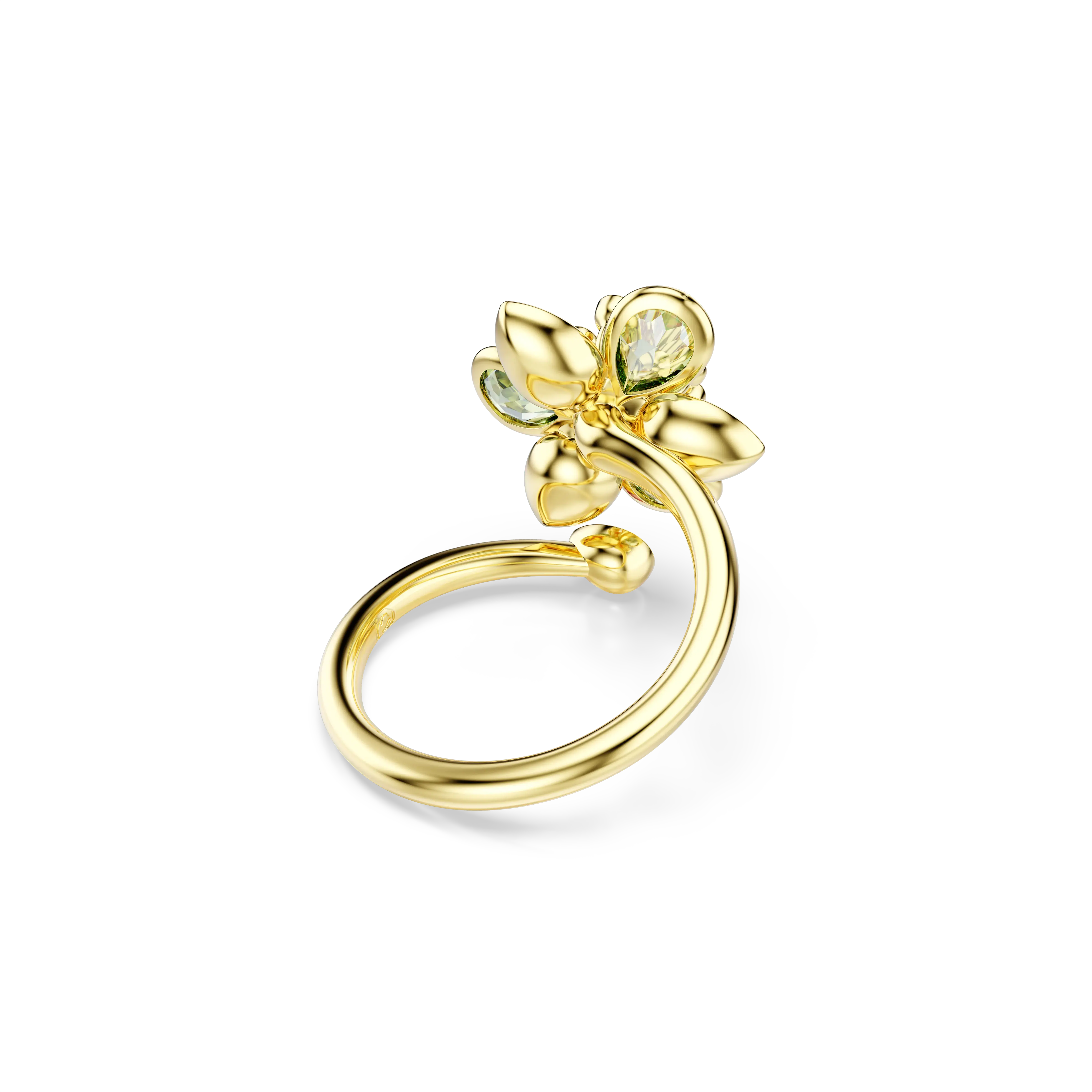 idyllia-open-ring-mixed-cuts-flower-green-gold-tone-plated-swarovski-5720297-4.webp