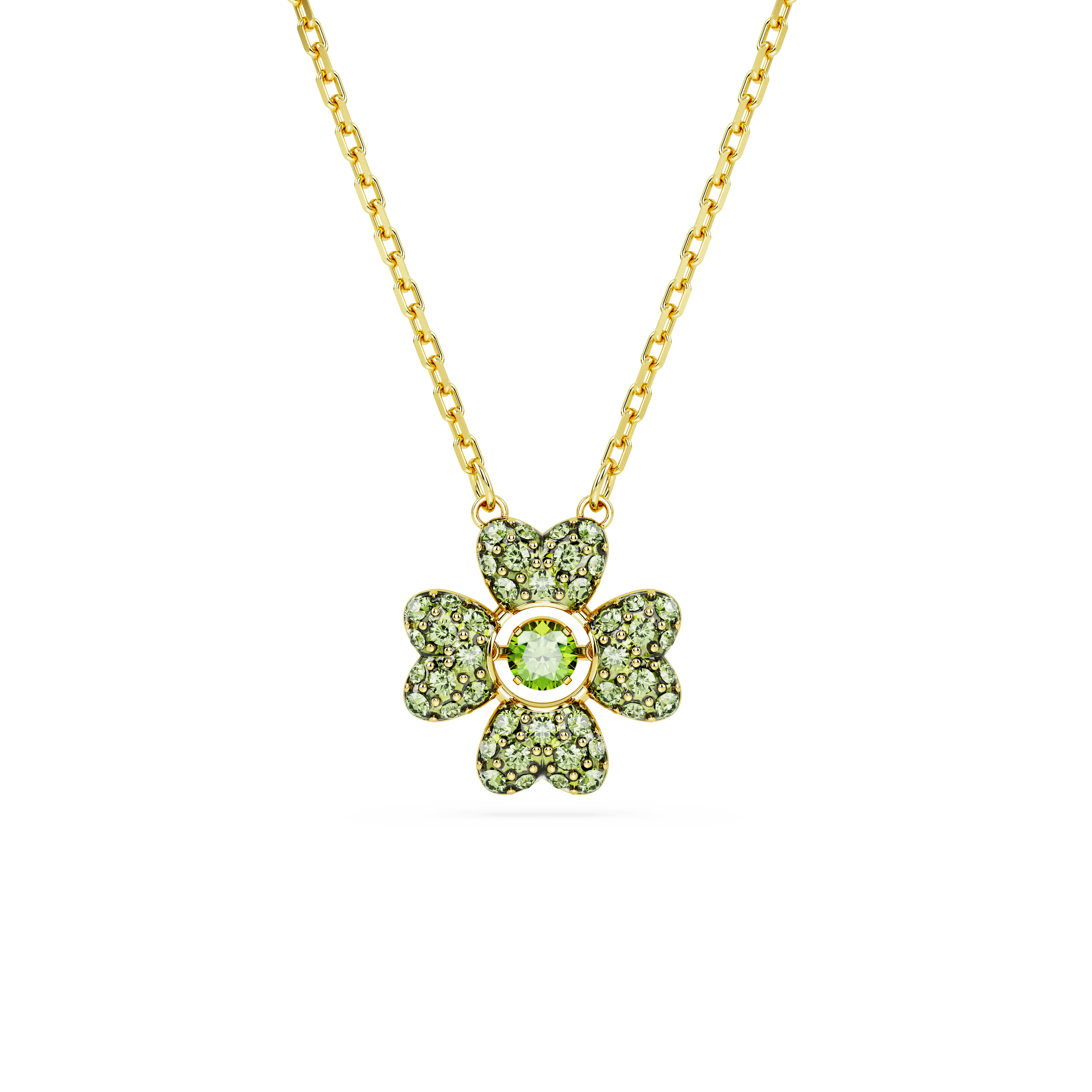 Idyllia pendant Clover/Green/Gold-tone plated