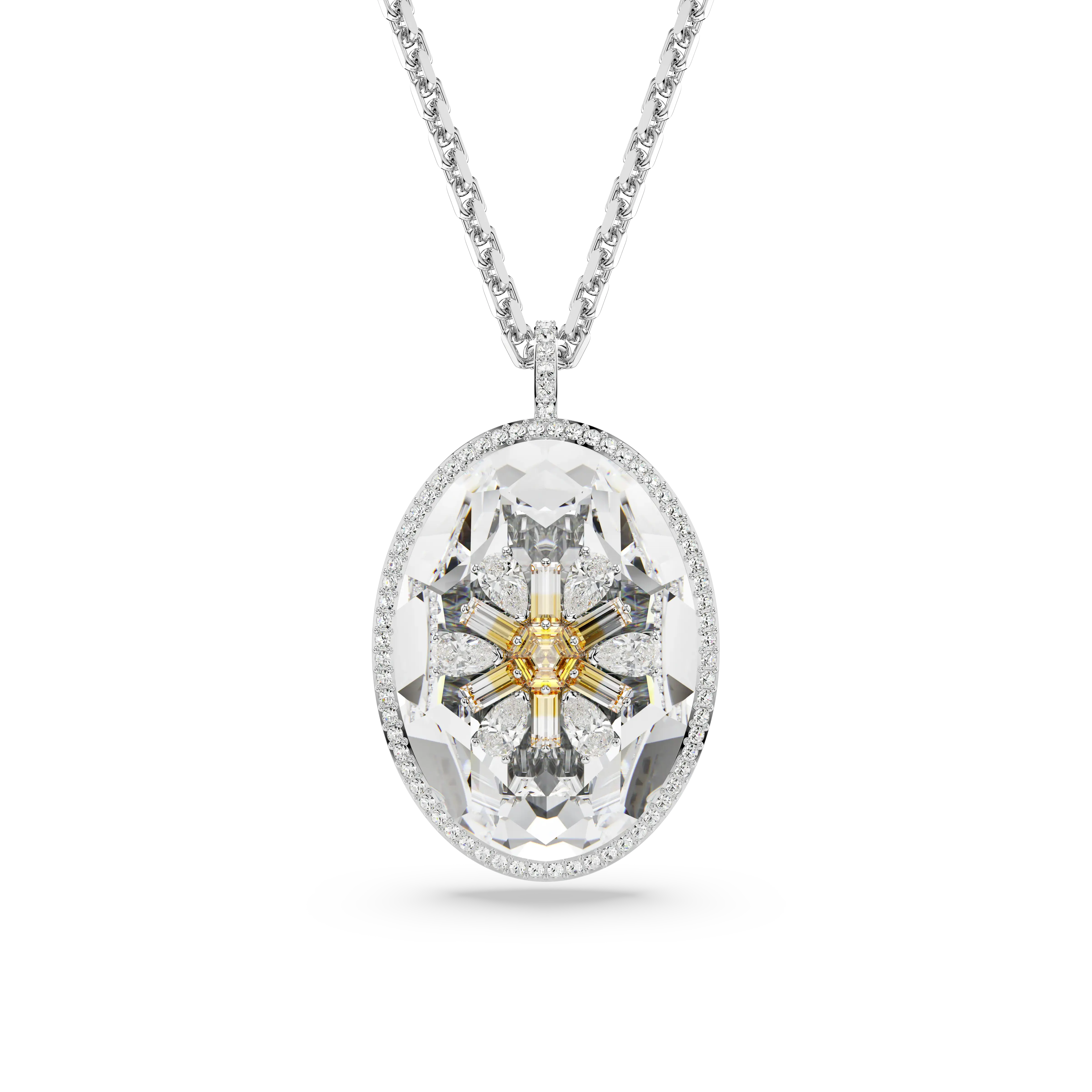 Idyllia pendant Flower/Yellow/Rhodium plated