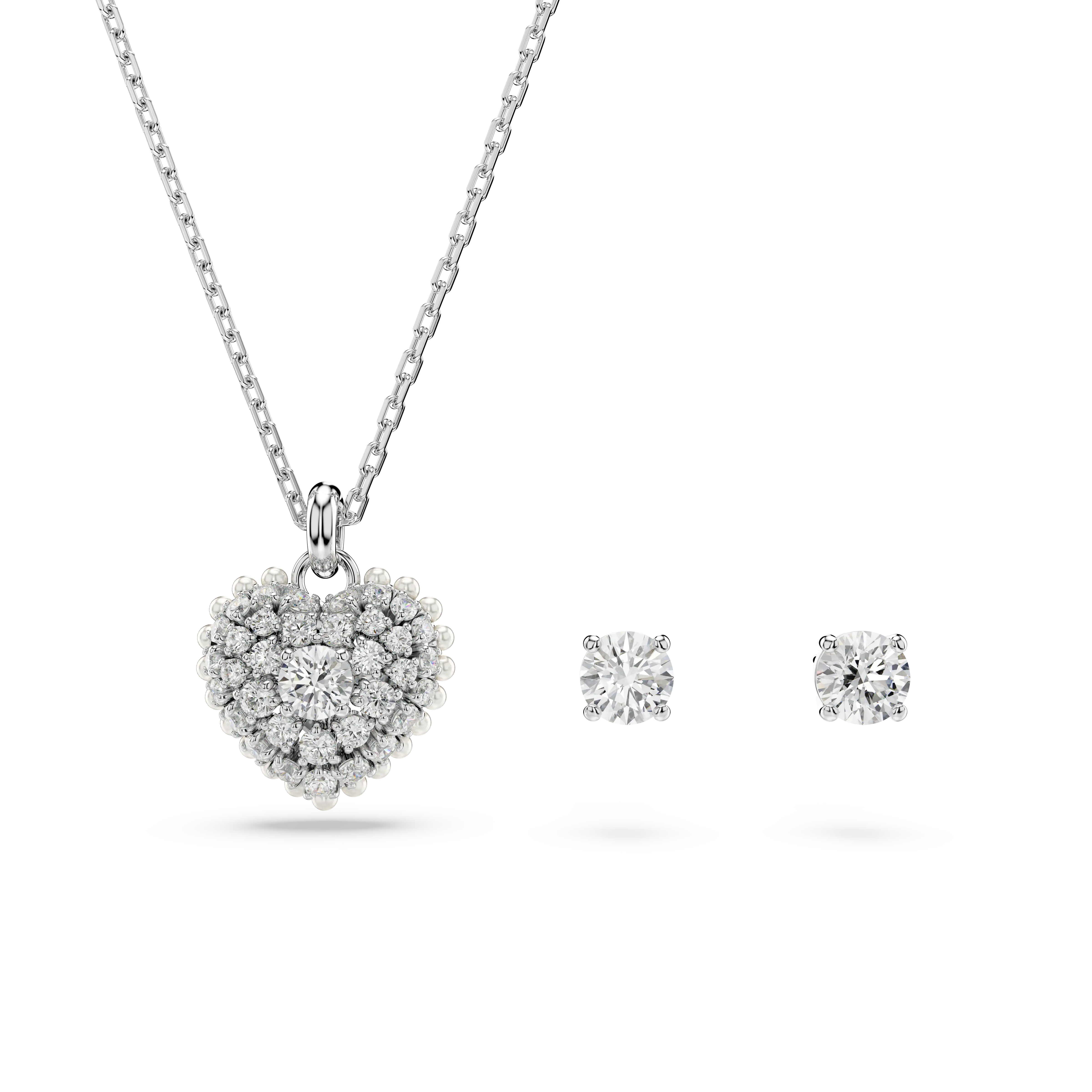 Idyllia set Crystal pearl/Heart/White/Rhodium plated