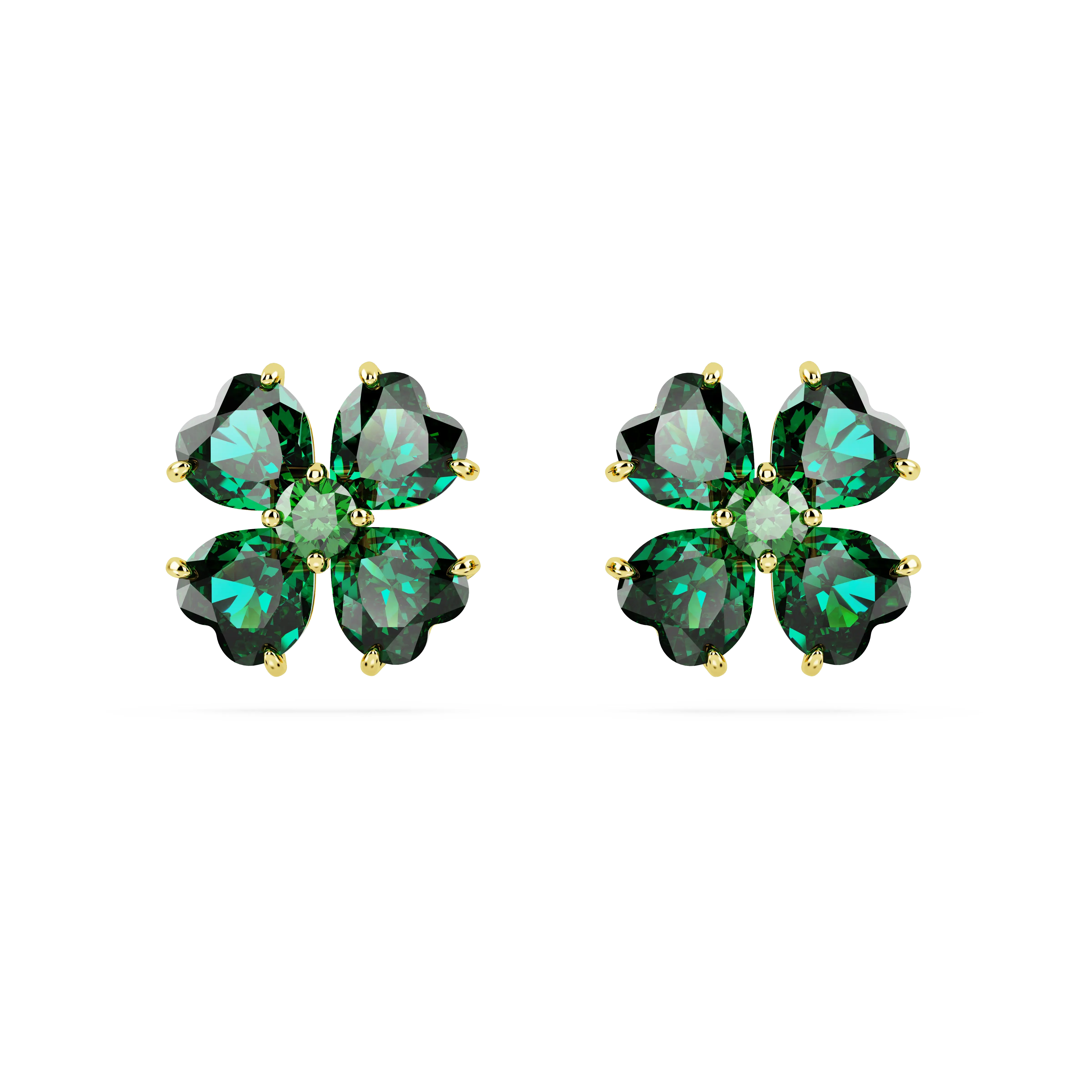 Idyllia stud earrings Clover/Green/Gold-tone plated