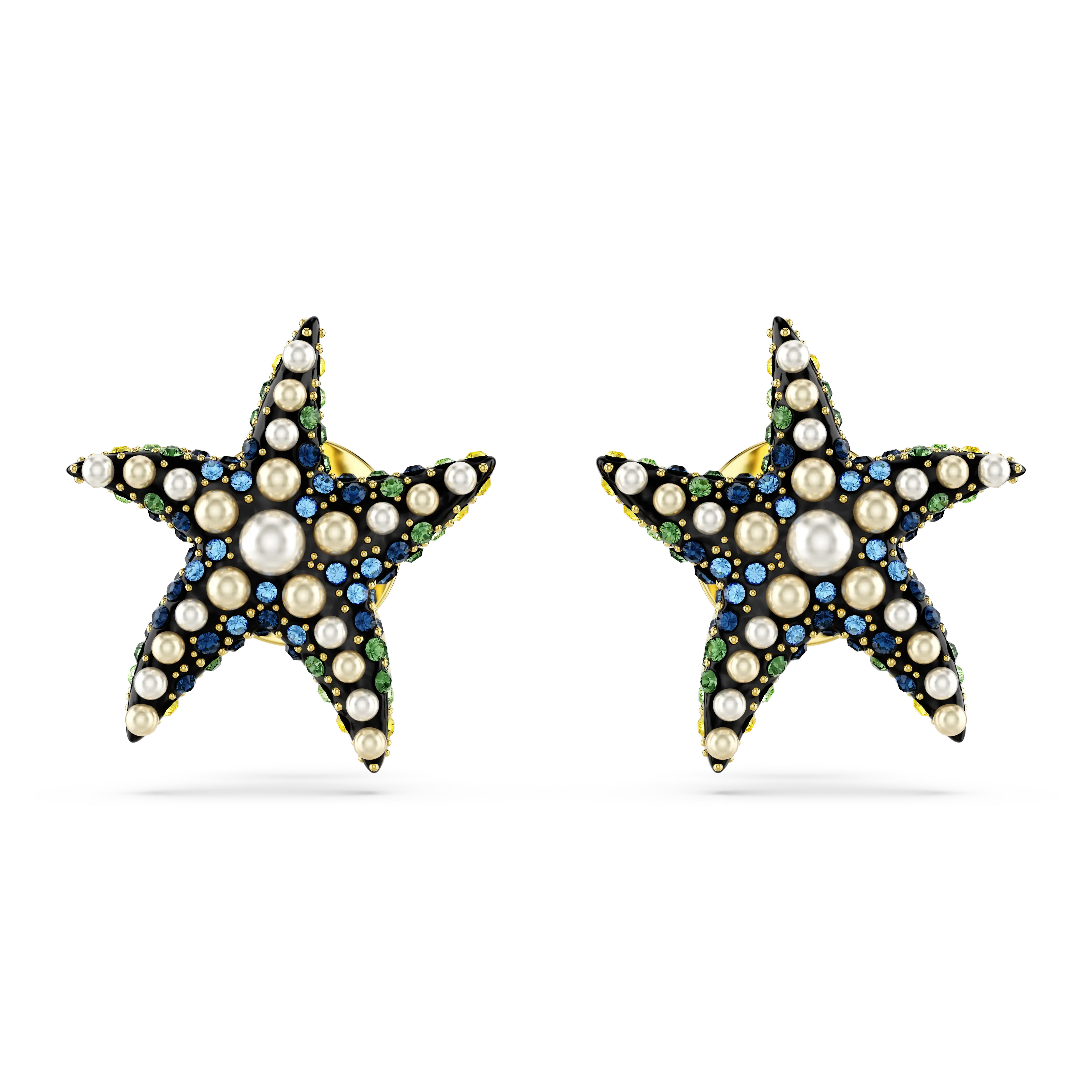 Idyllia stud earrings Crystal pearl/Starfish/Small/Multicolored/Gold-tone plated