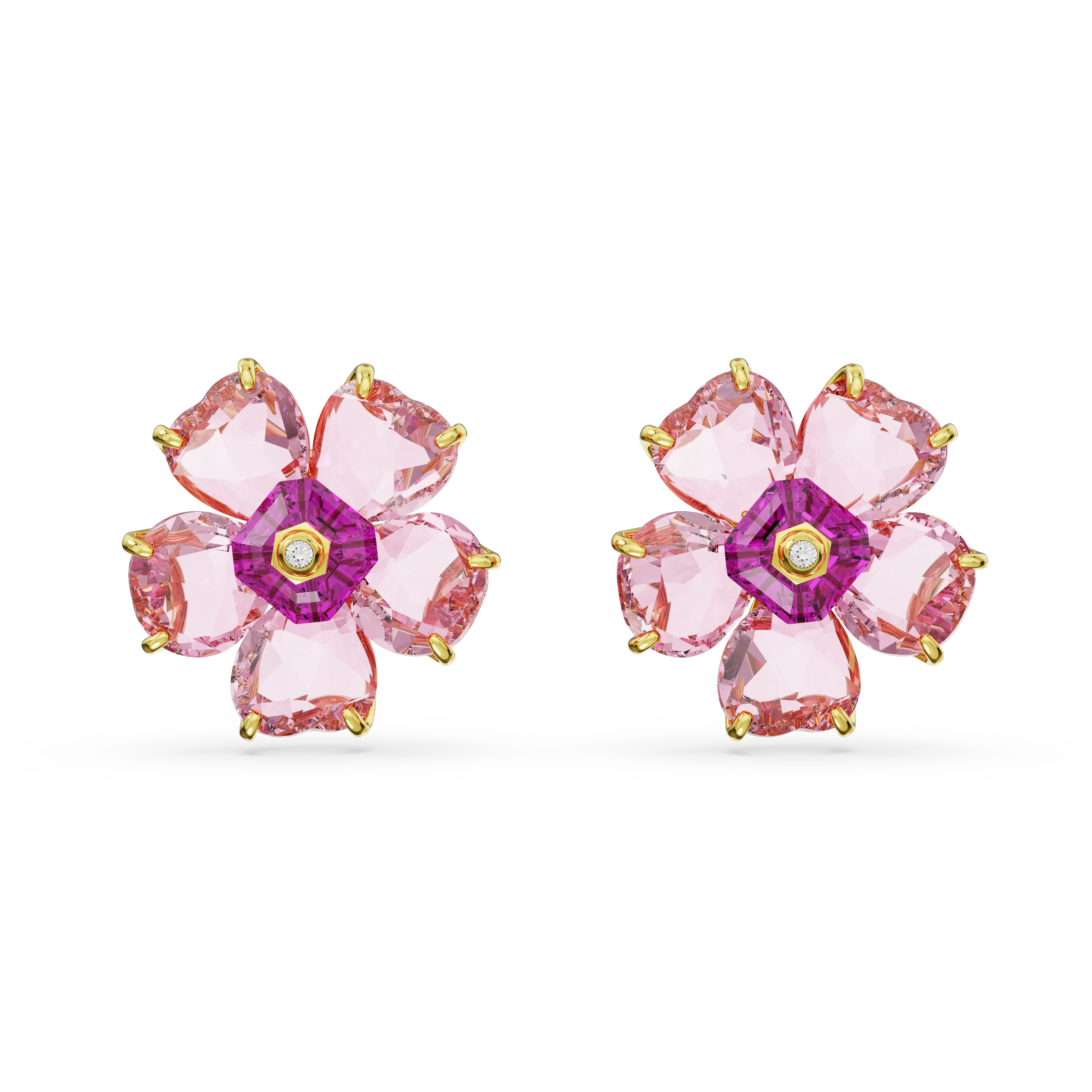 Idyllia stud earrings Flower/Pink/Gold-tone plated