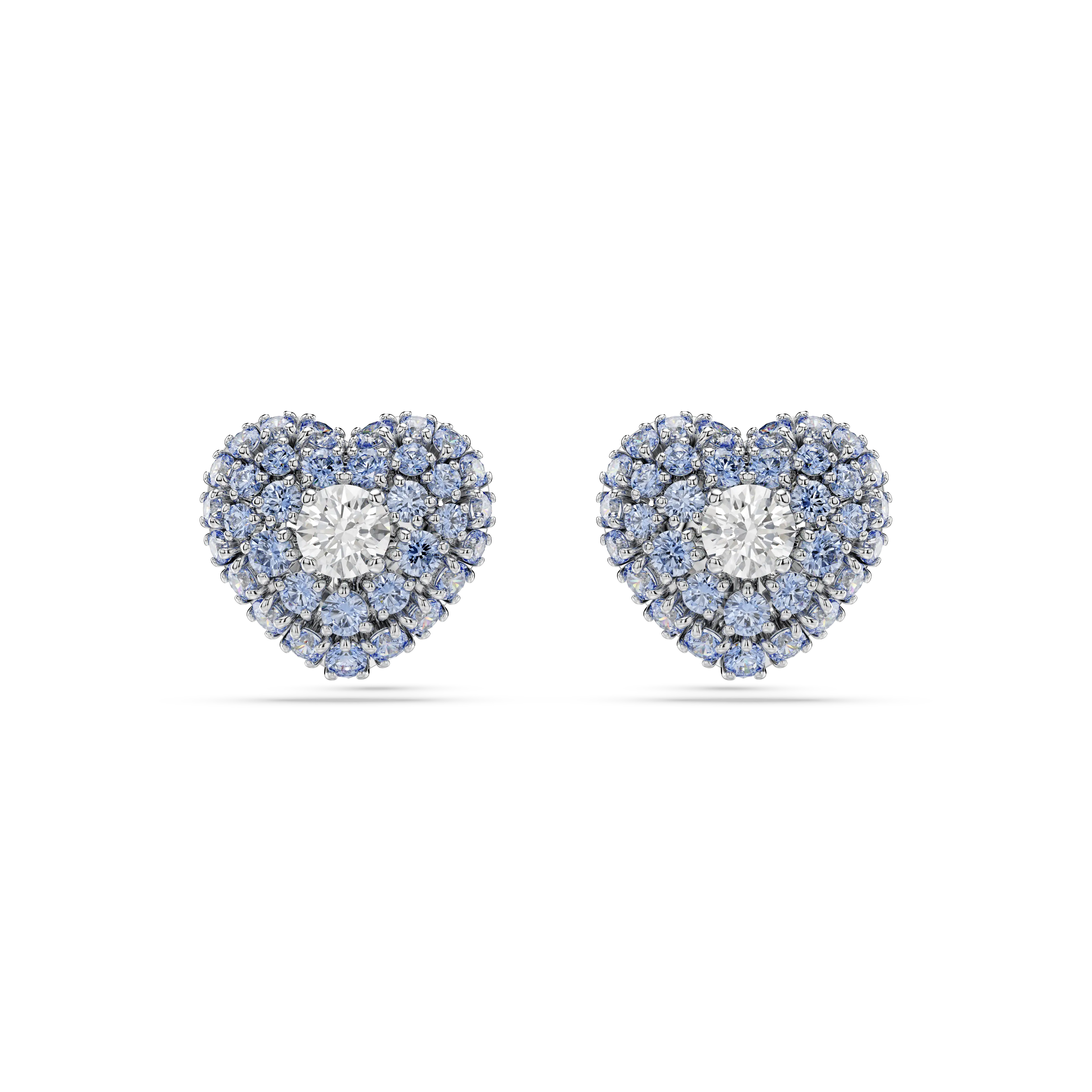 Idyllia stud earrings Heart/Blue/Rhodium plated