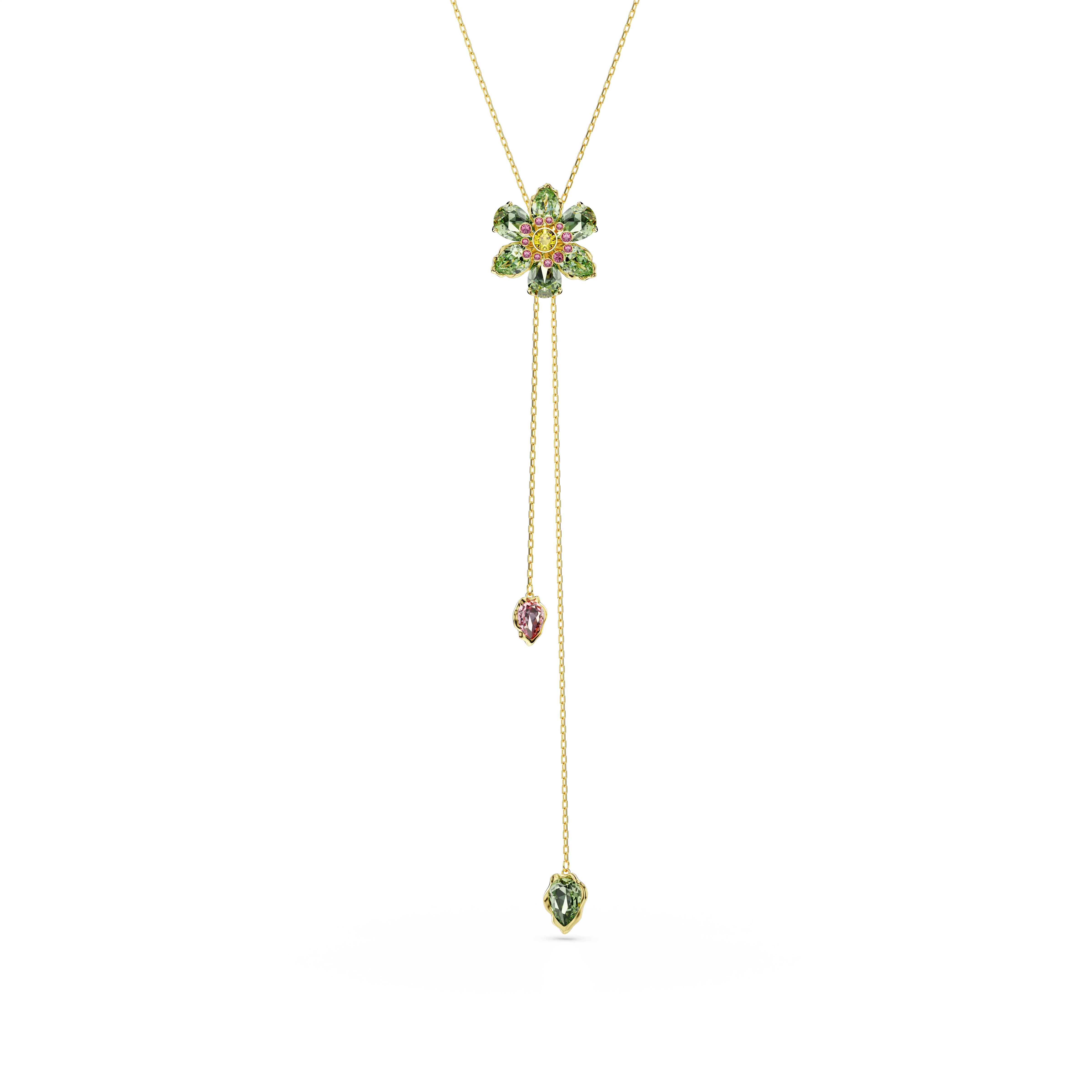 Idyllia Y pendant Mixed cuts/Flower/Multicolored/Gold-tone plated