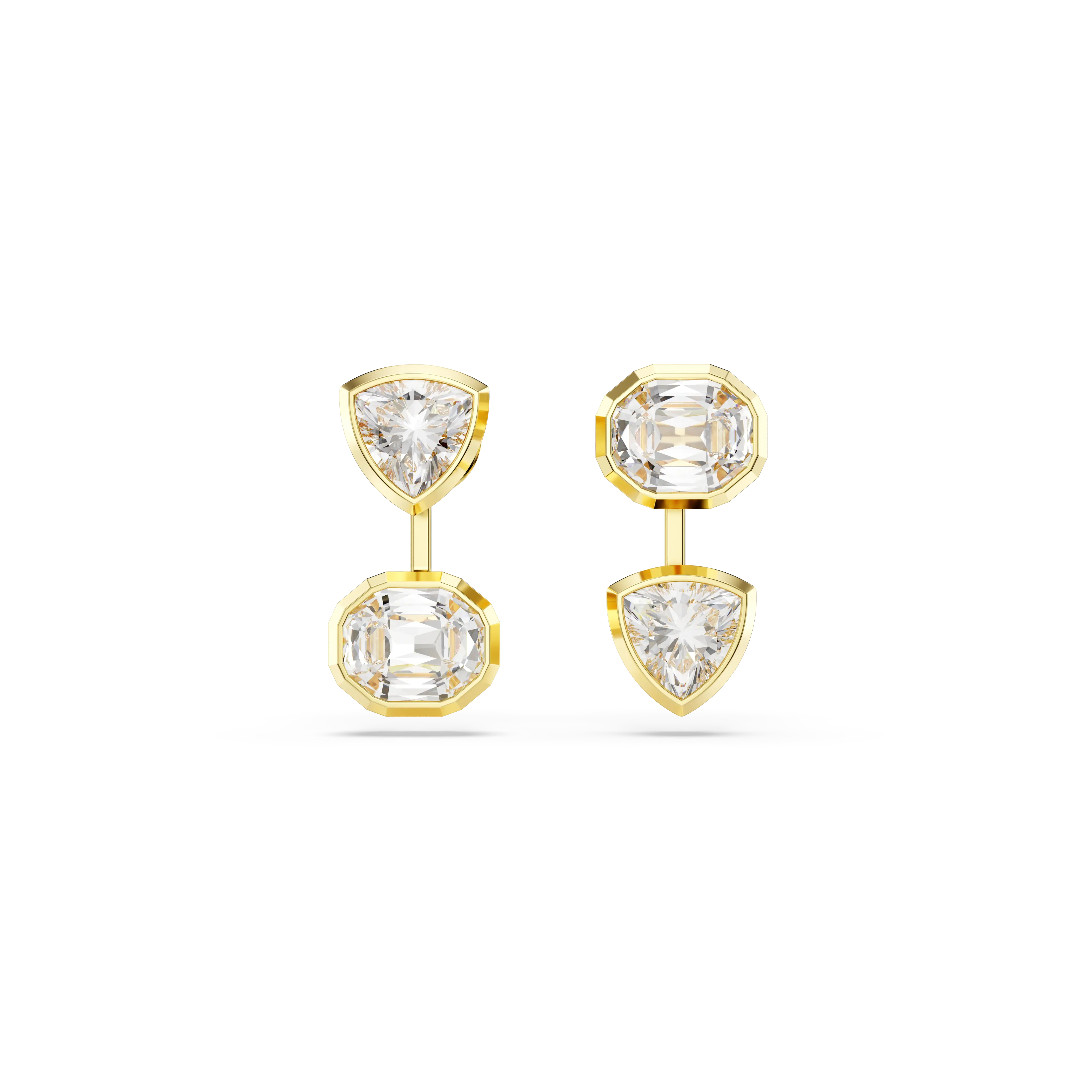 Imber earring jackets Asymmetrical design/Mixed cuts/White/Gold-tone plated