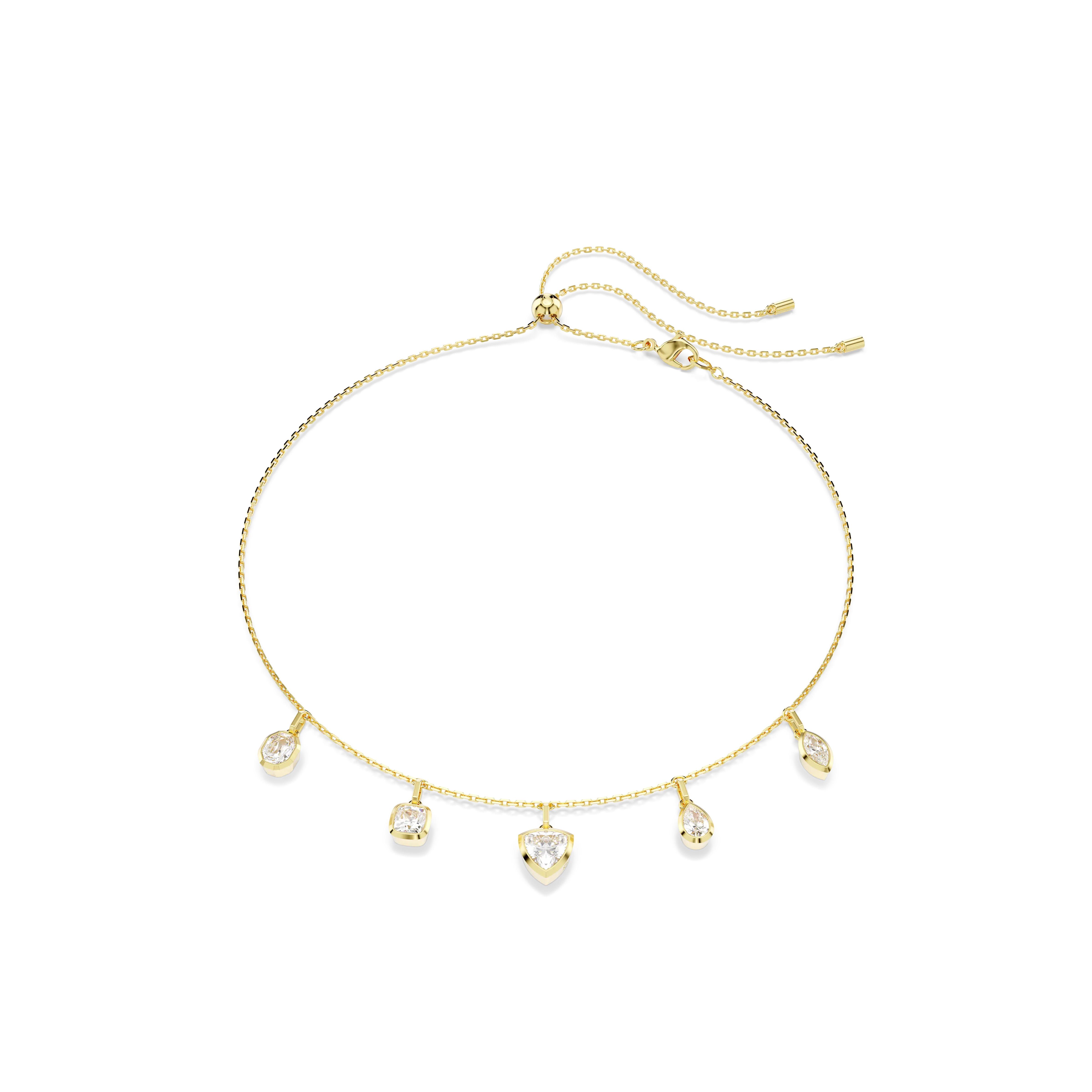 Imber necklace Mixed cuts/White/Gold-tone plated