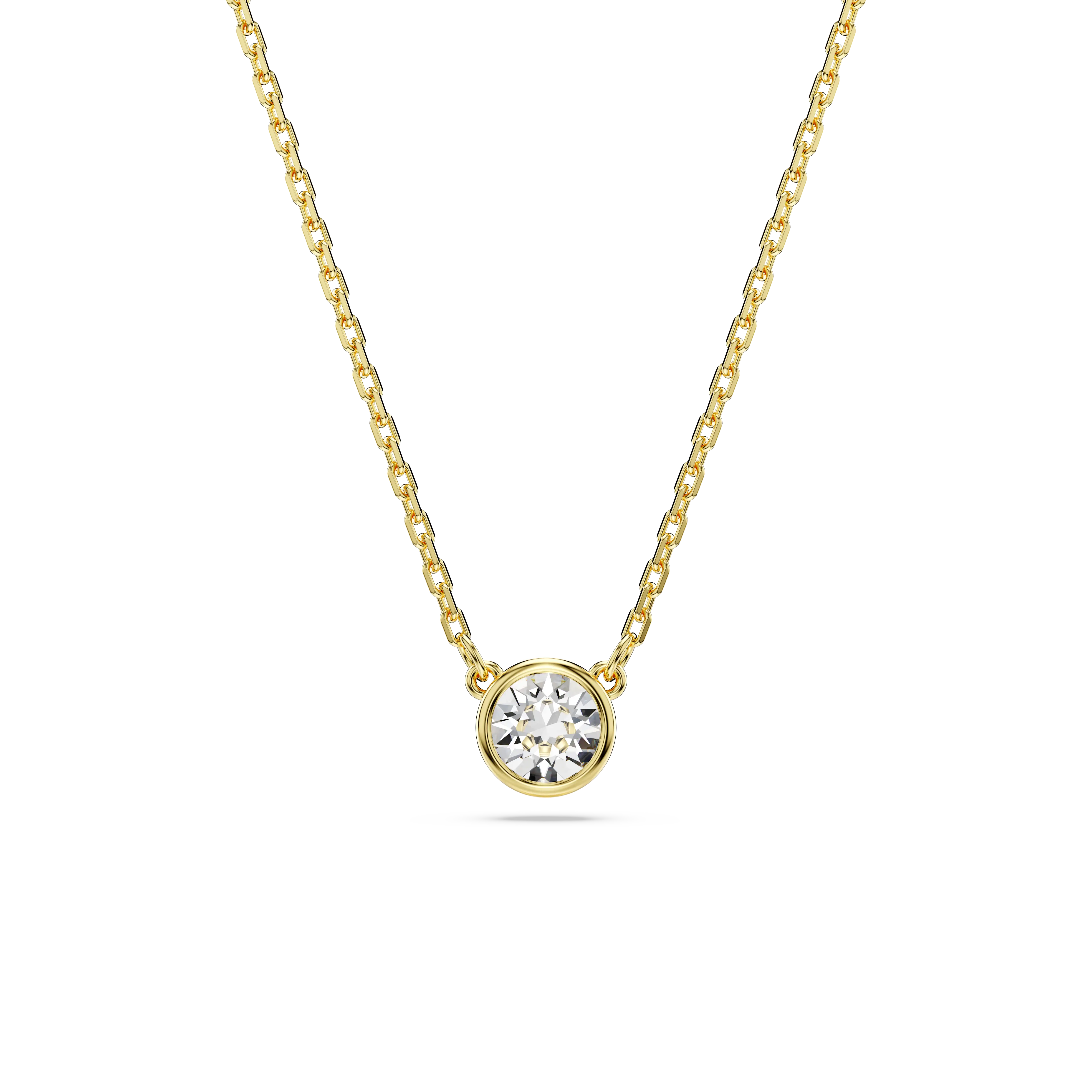 Imber pendant Round cut/White/Gold-tone plated