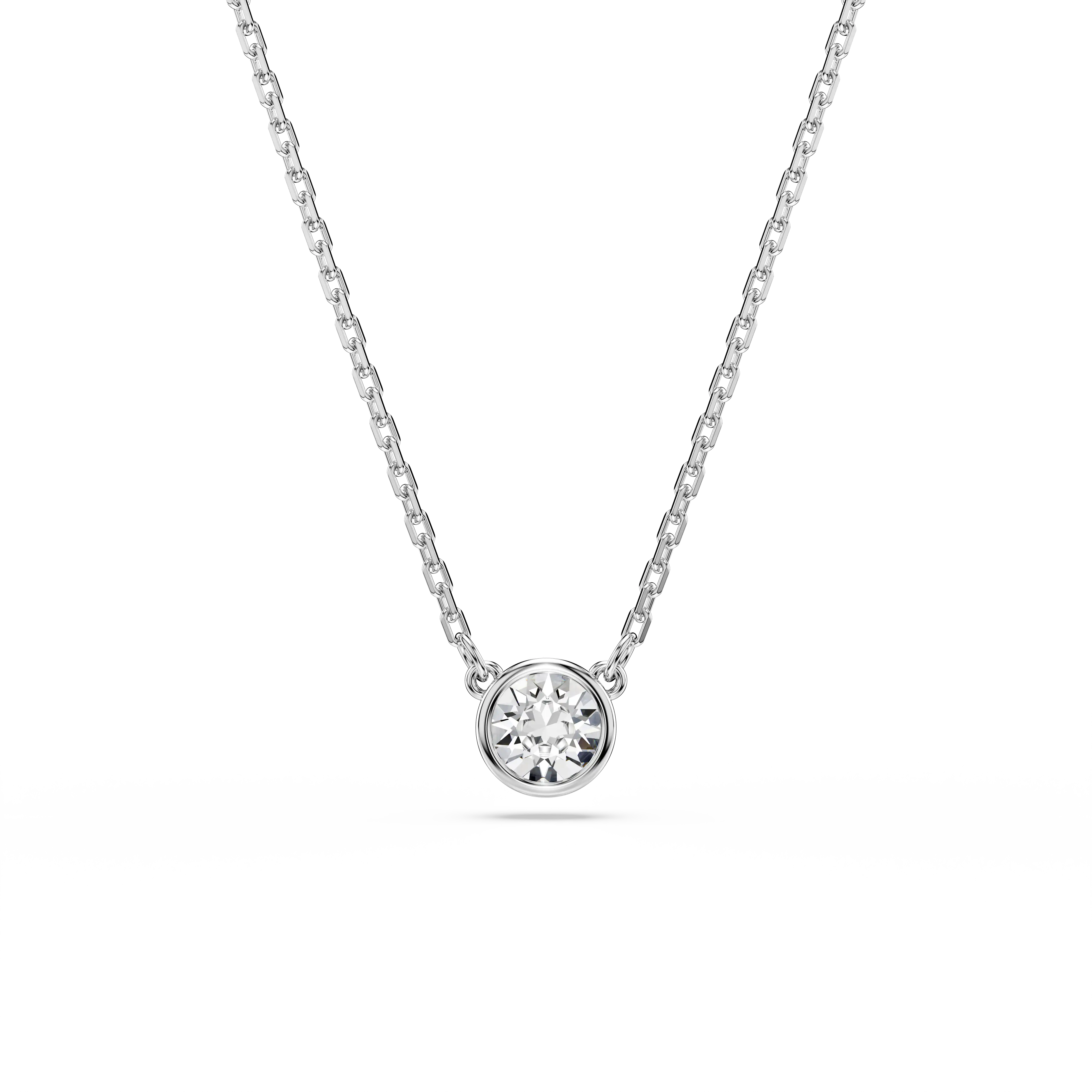Imber pendant Round cut/White/Rhodium plated